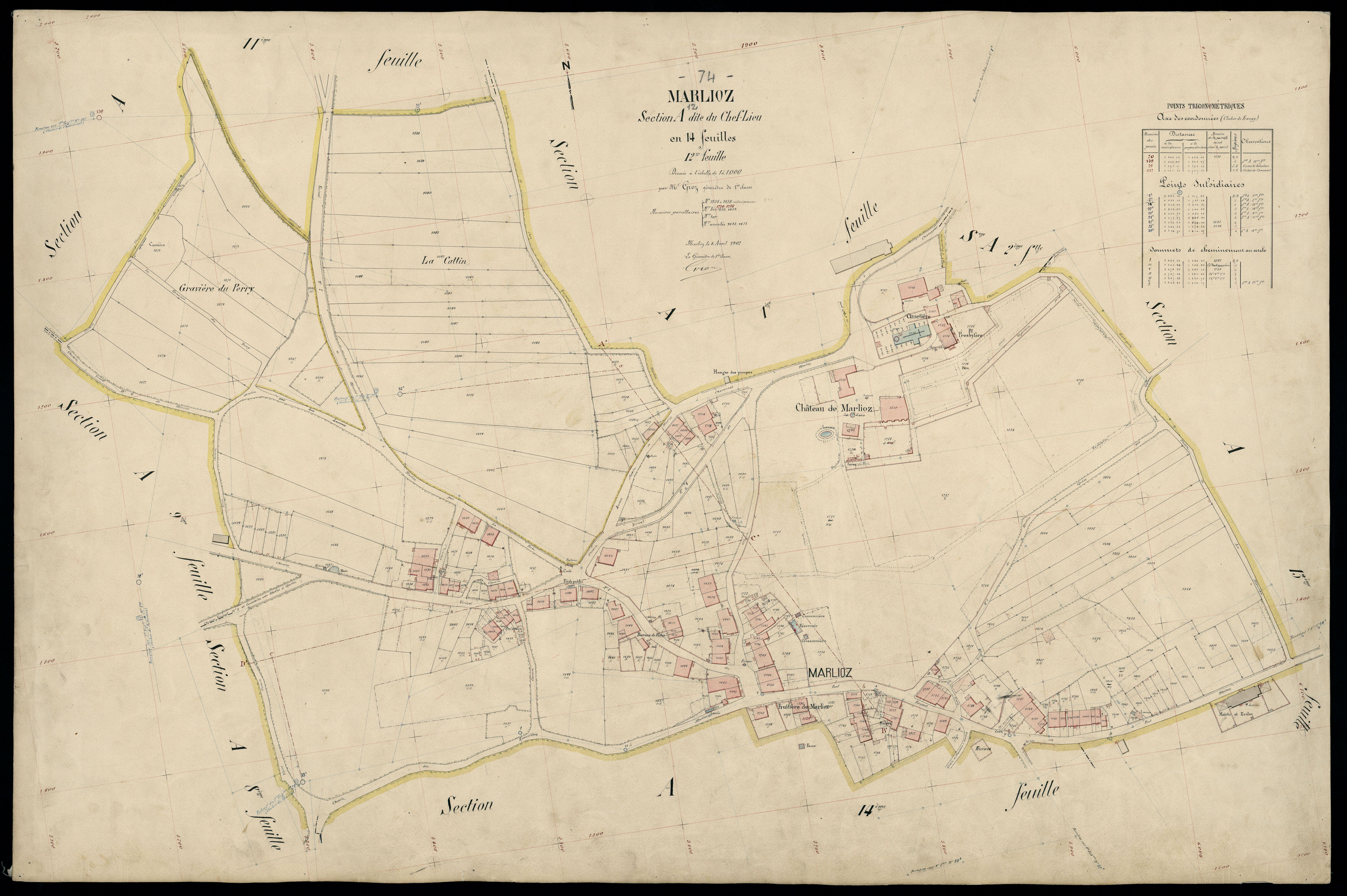 3 P 3 5758 - Feuille n° 13, parcelles n° 1839 à 2020 - 8 avril 1907