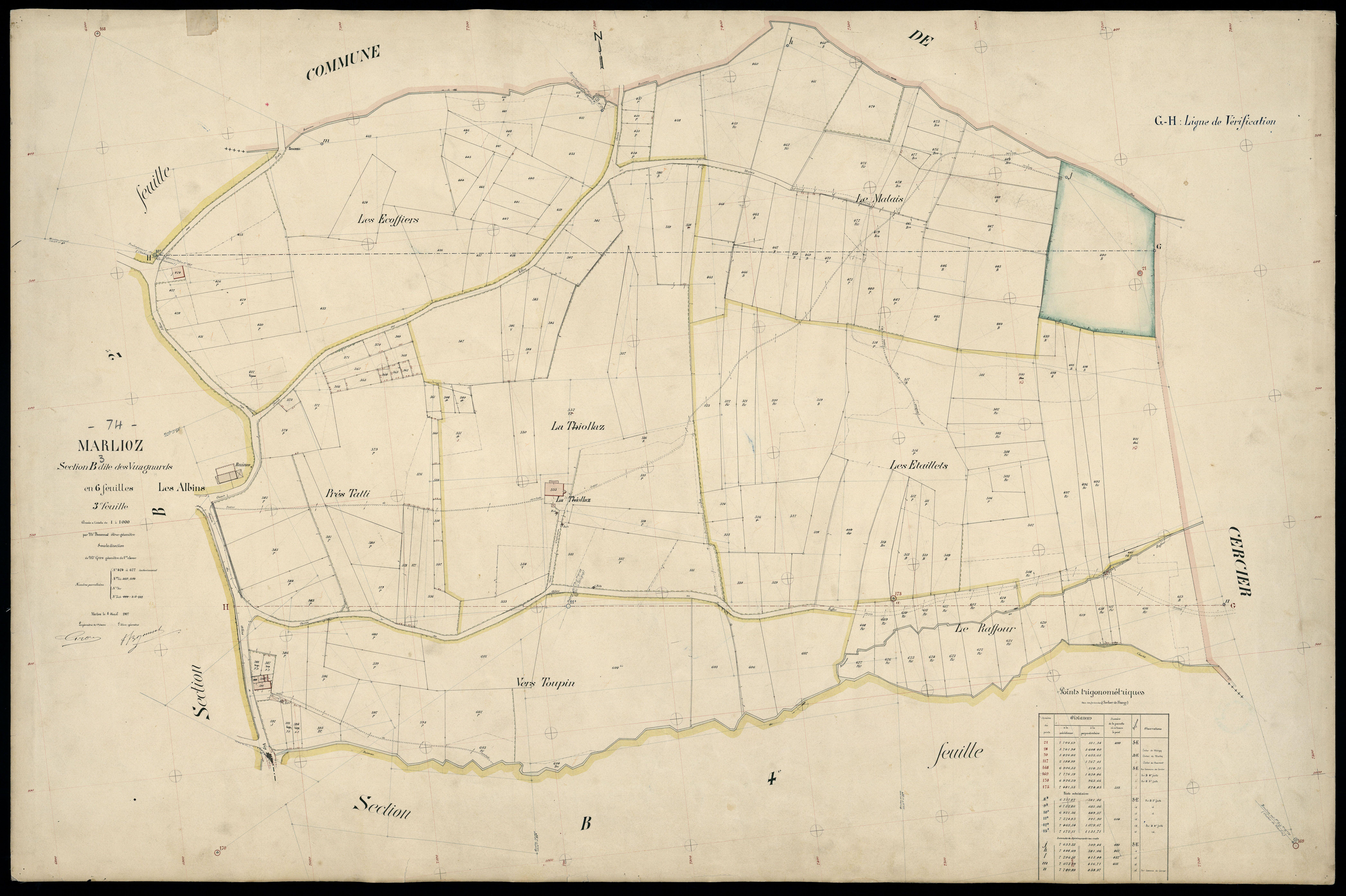 3 P 3 5763 - Feuille n° 4, parcelles n° 628 à 774 - 8 avril 1907