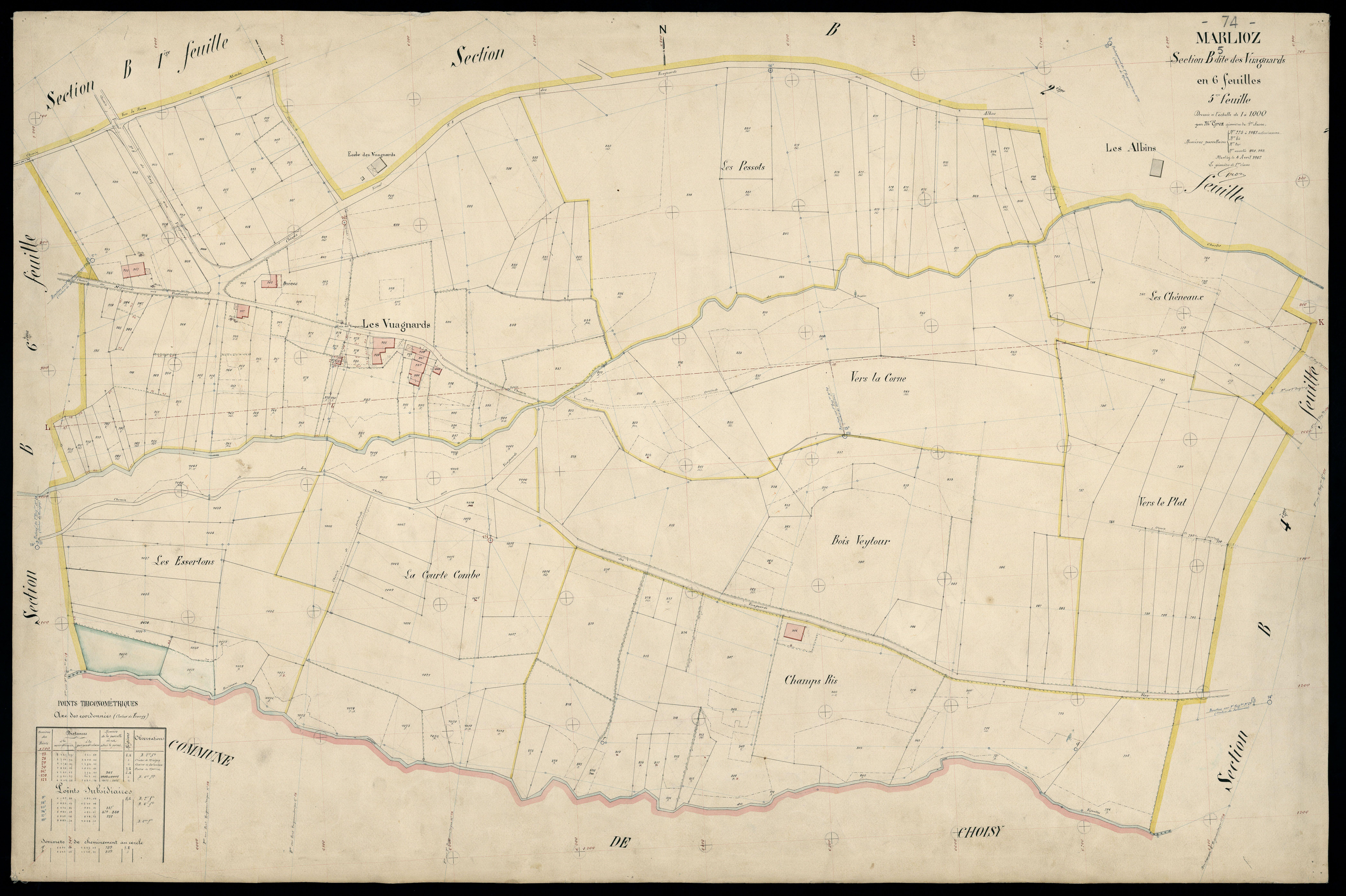 3 P 3 5765 - Feuille n° 6, parcelles n° 1042 à 1226 - 8 avril 1907