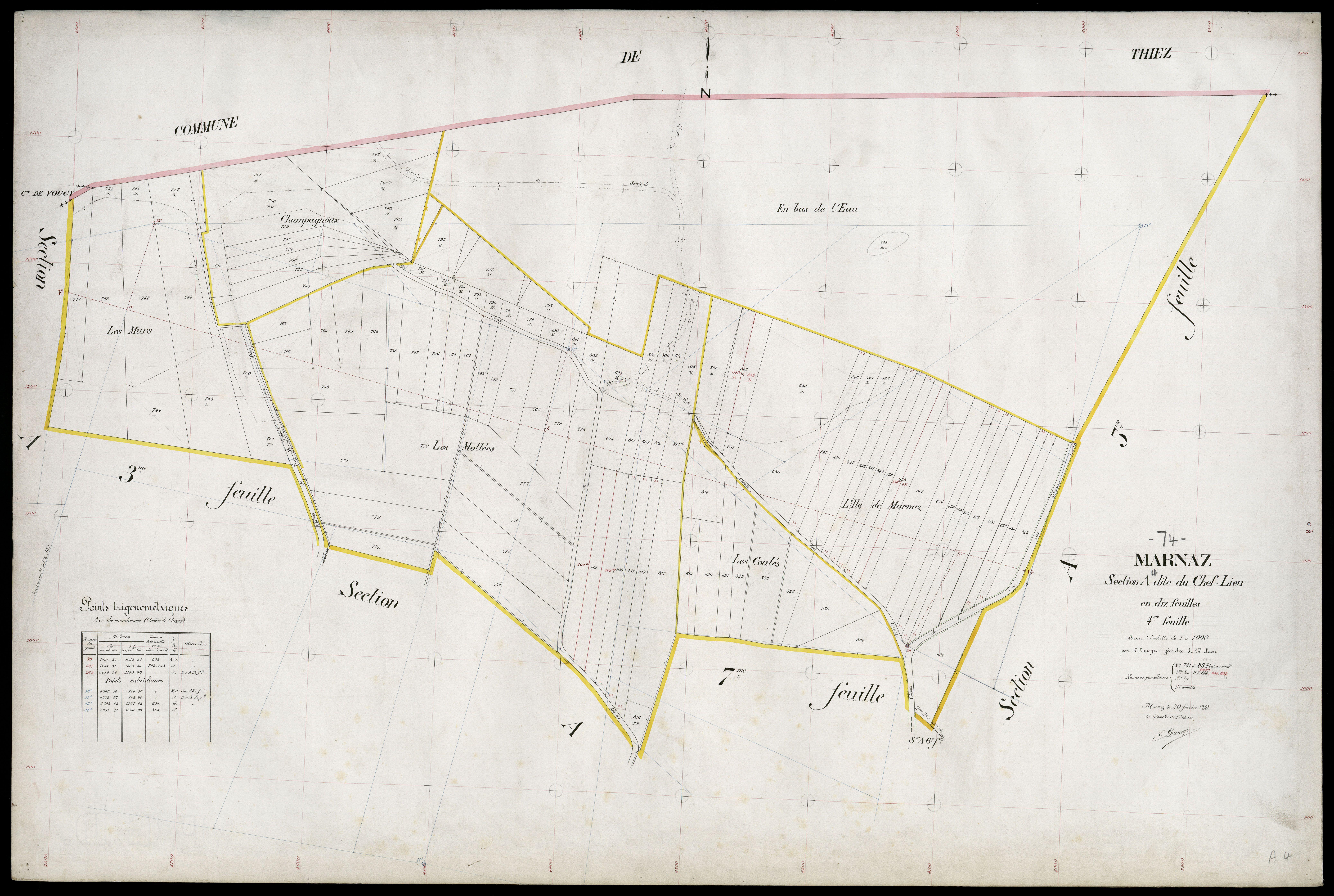 3 P 3 5772 - Feuille n° , parcelles n° 8 à 994 - 20 février 1910