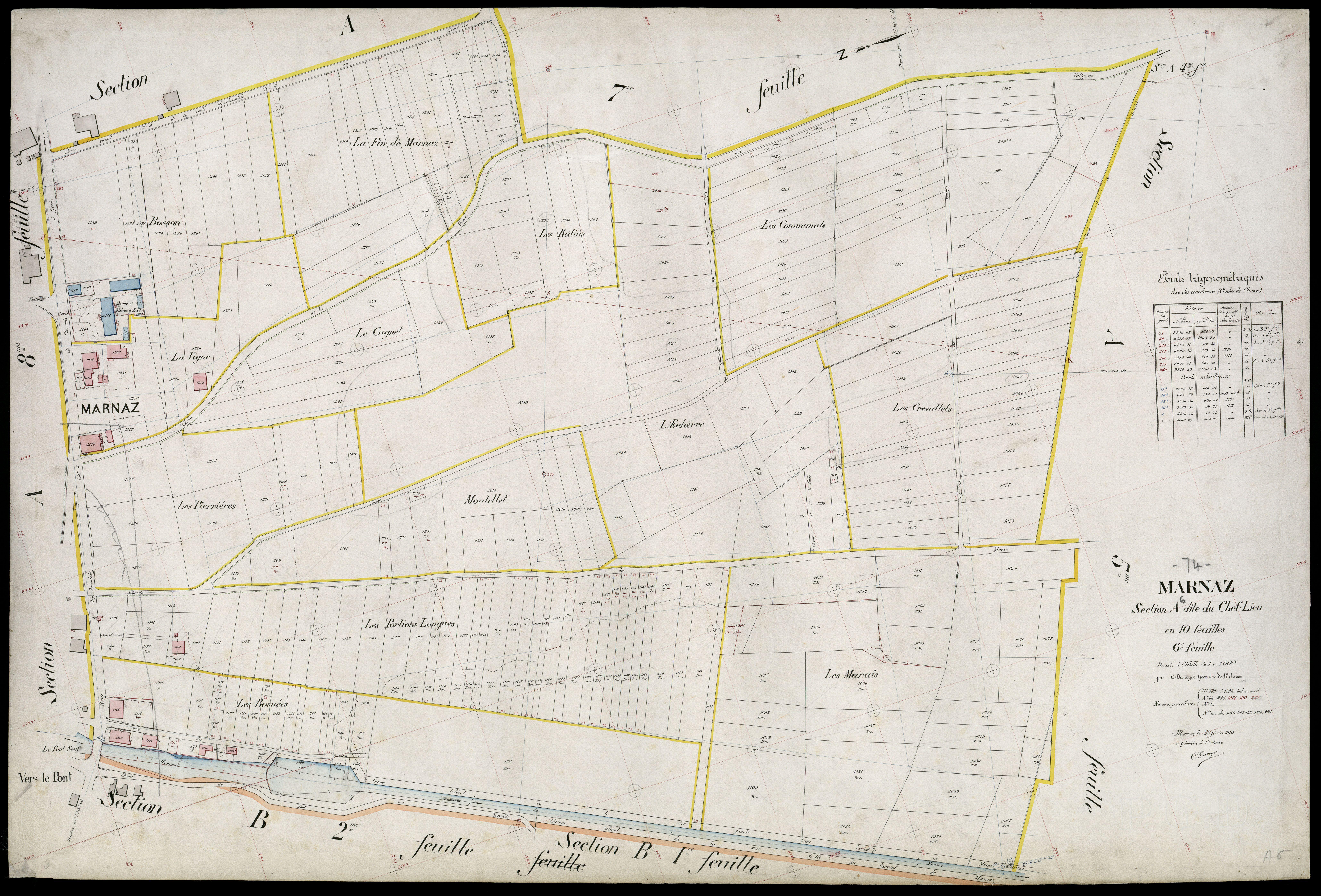 3 P 3 5774 - Feuille n° 7, parcelles n° 1299 à 142 - 20 février 1910