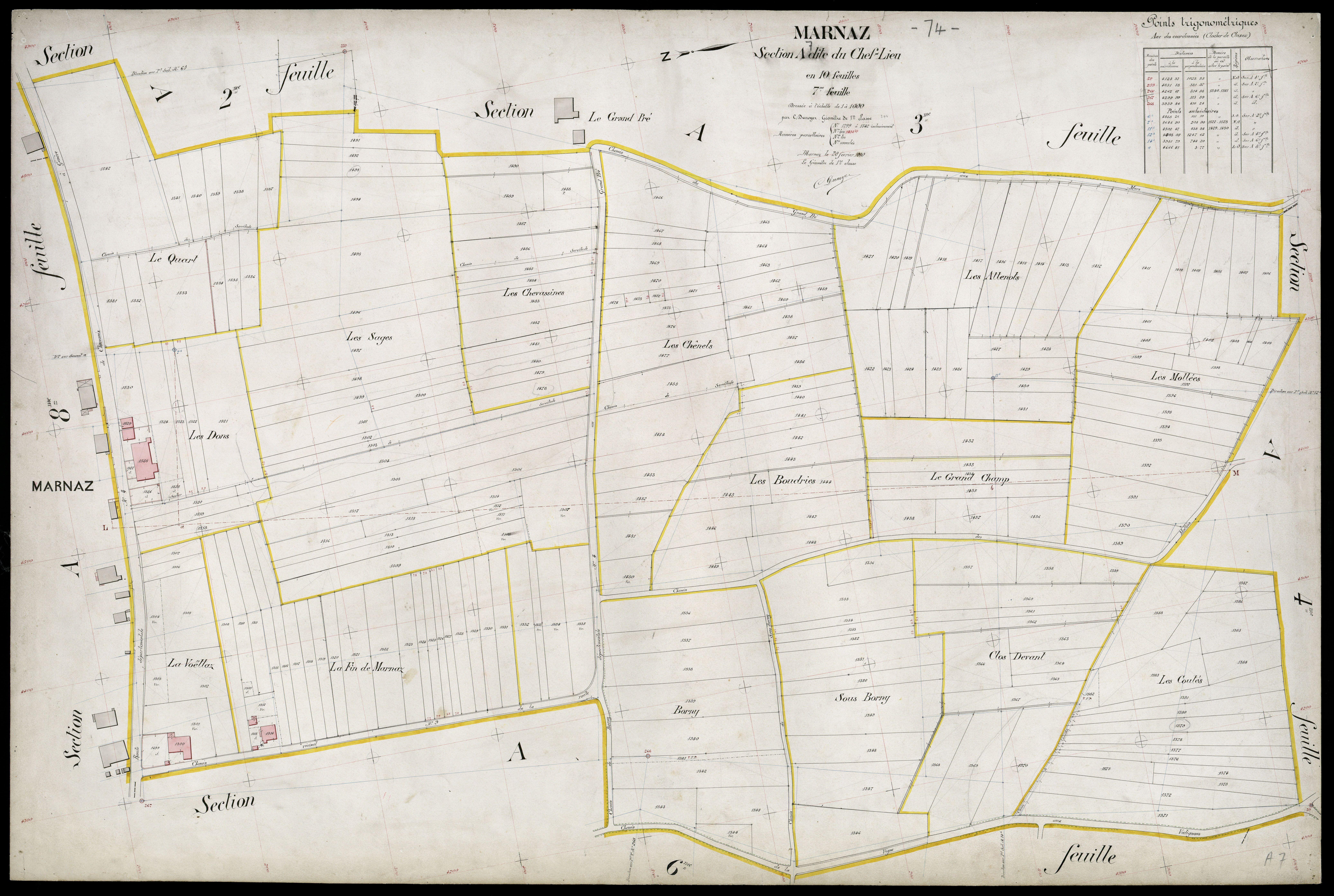 3 P 3 5775 - Feuille n° 8, parcelles n° 143 à 221 - 20 février 1910