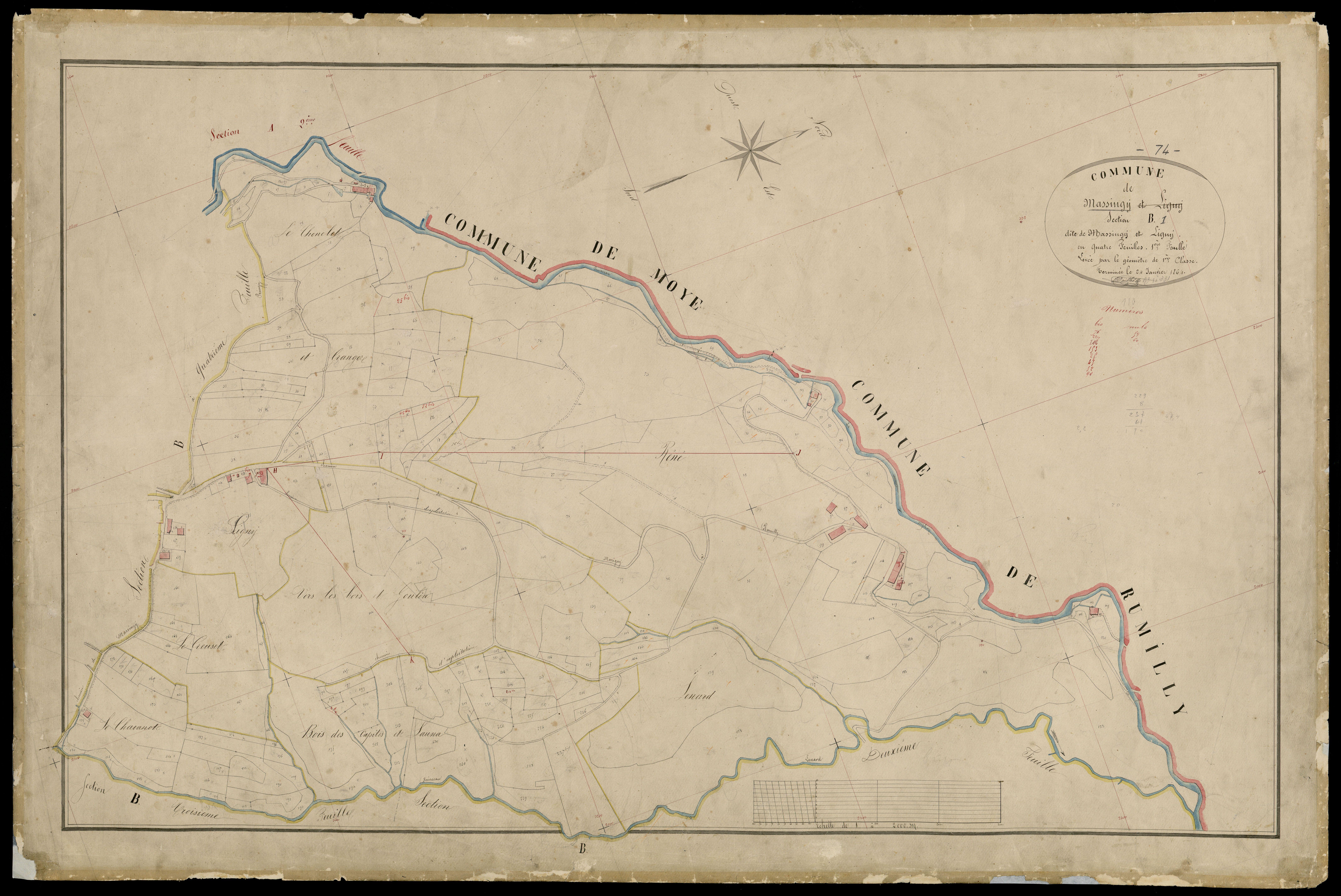 3 P 3 5802 - Feuille n° 2, parcelles n° 232 à 4 - 24 janvier 1864