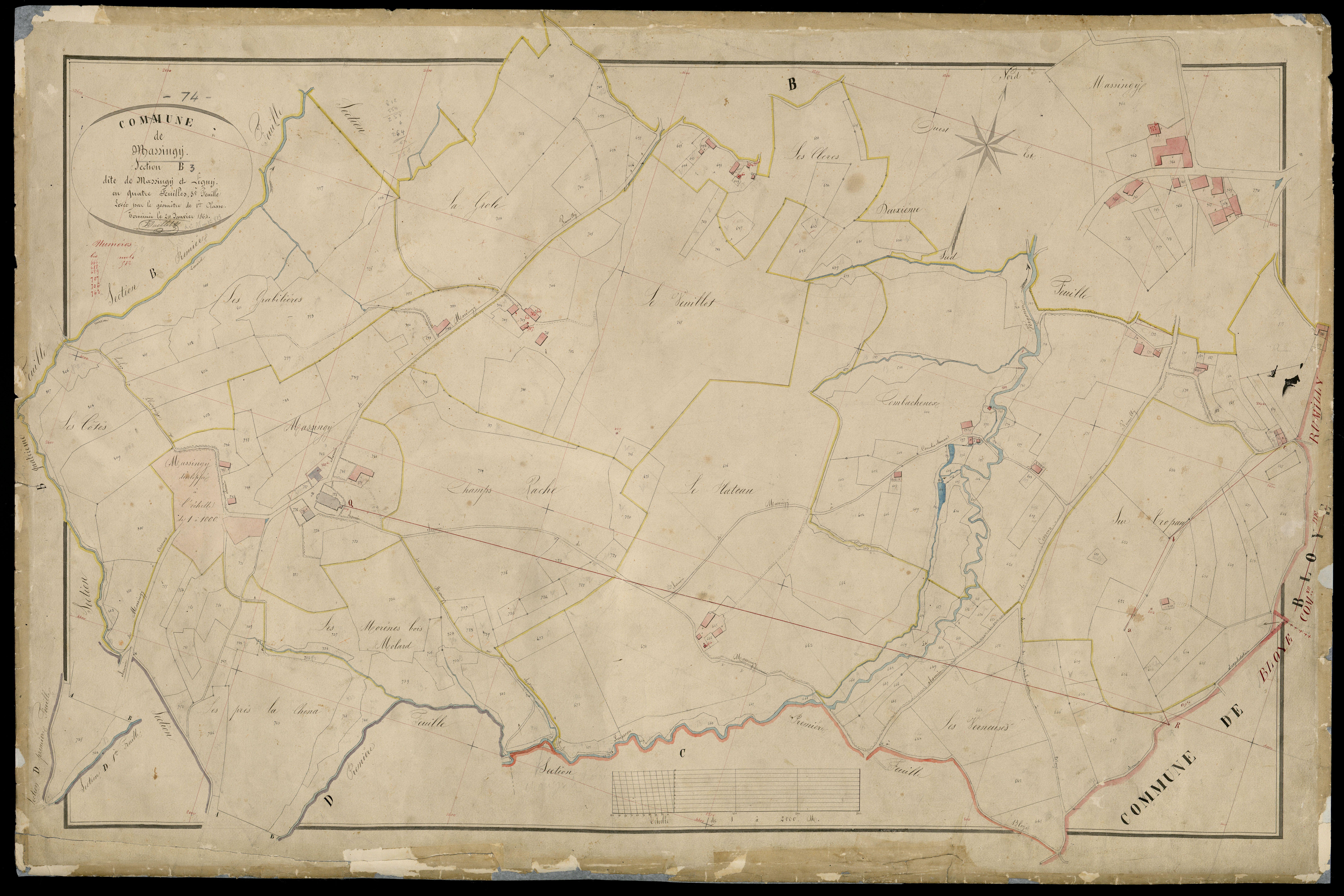 3 P 3 5804 - Feuille n° 4, parcelles n° 814 à 1013 - 24 janvier 1864