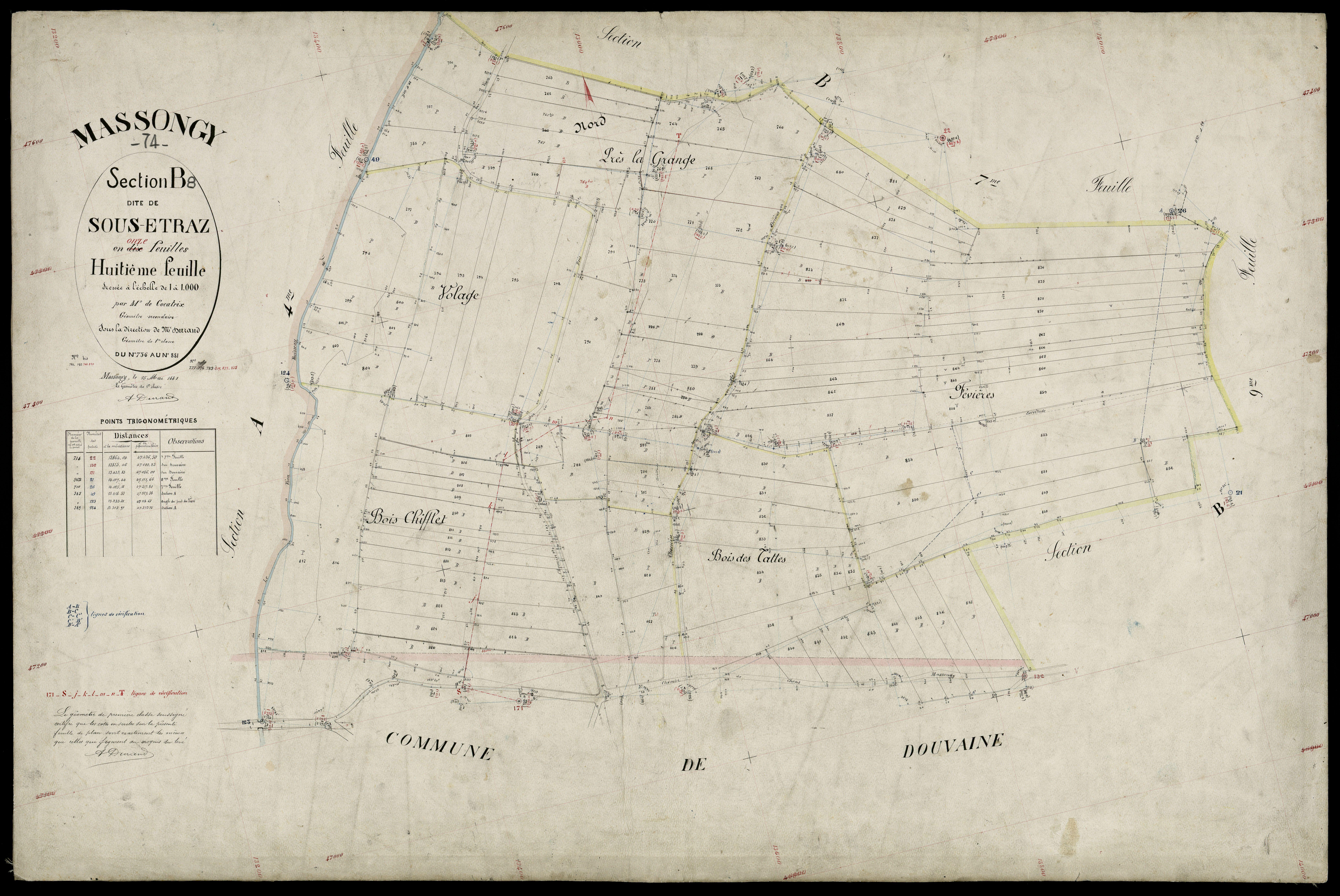 3 P 3 5823 - Feuille n° 9, parcelles n° 882 à 994 -