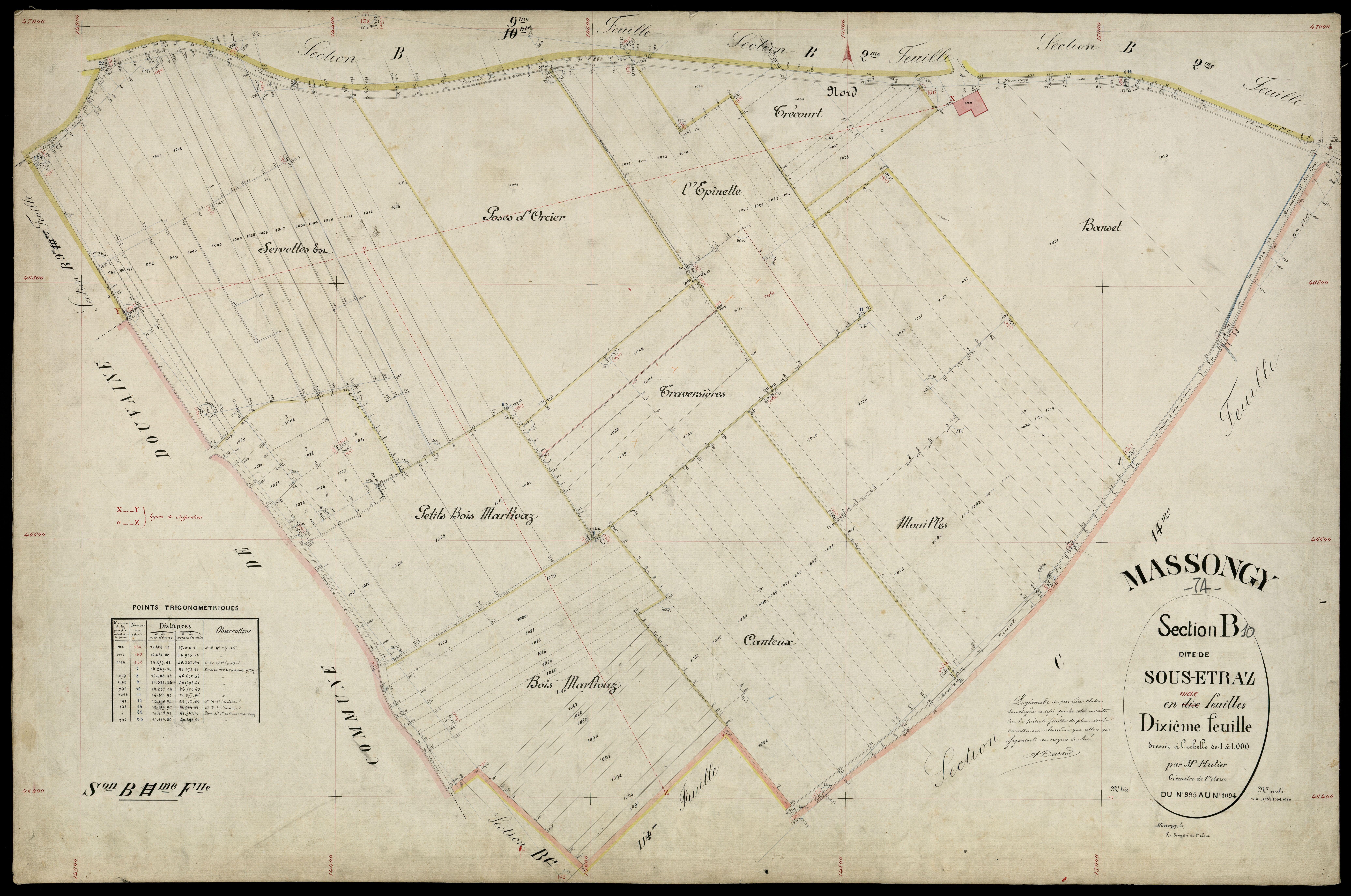 3 P 3 5825 - Feuille n° 11, parcelles n° 109 à 1102 -