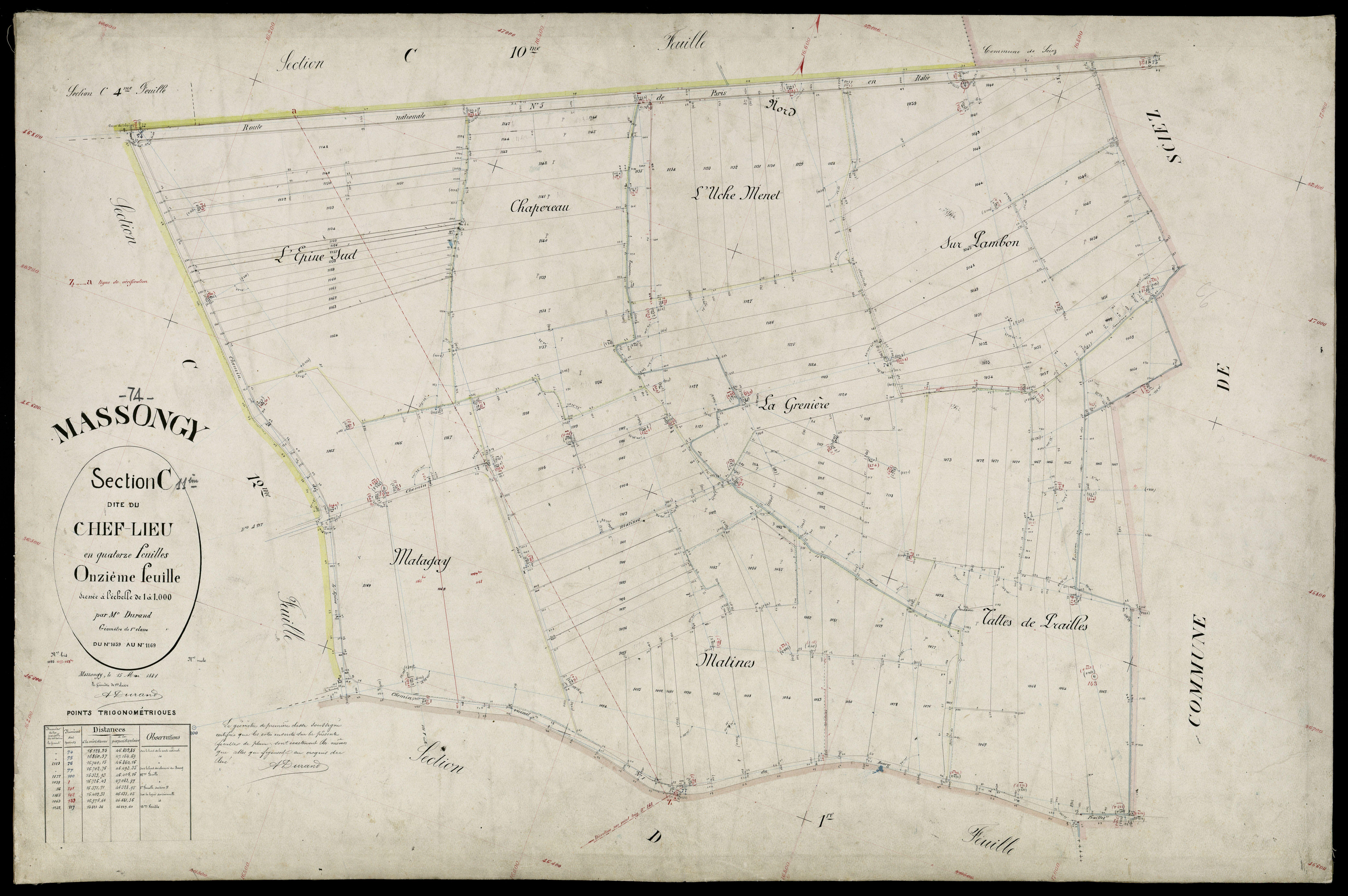 3 P 3 5837 - Feuille n° 12, parcelles n° 1170 à 1233 - 15 mai 1881
