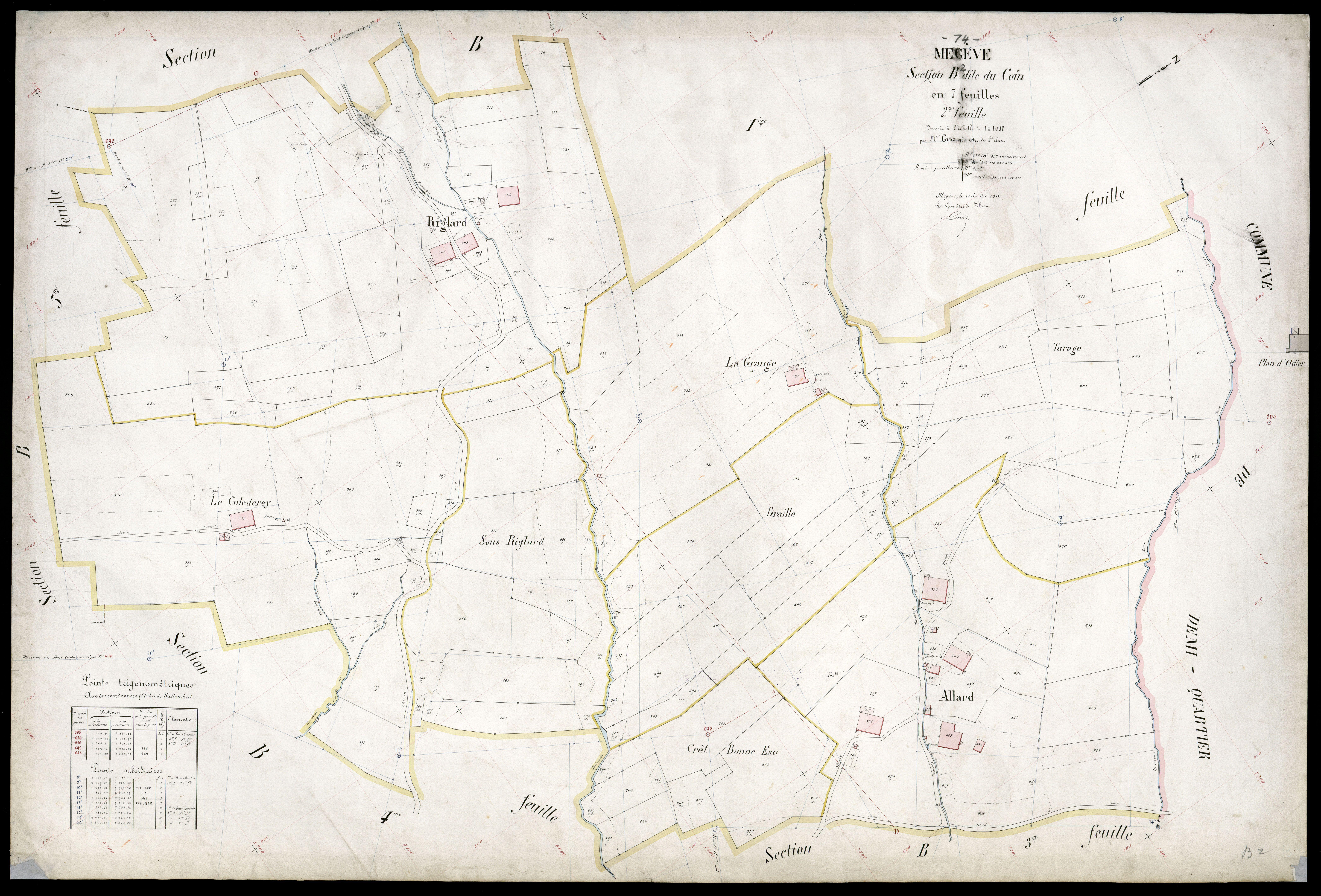 3 P 3 5864 - Feuille n° 3, parcelles n° 471 à 624 - 17 juillet 1912