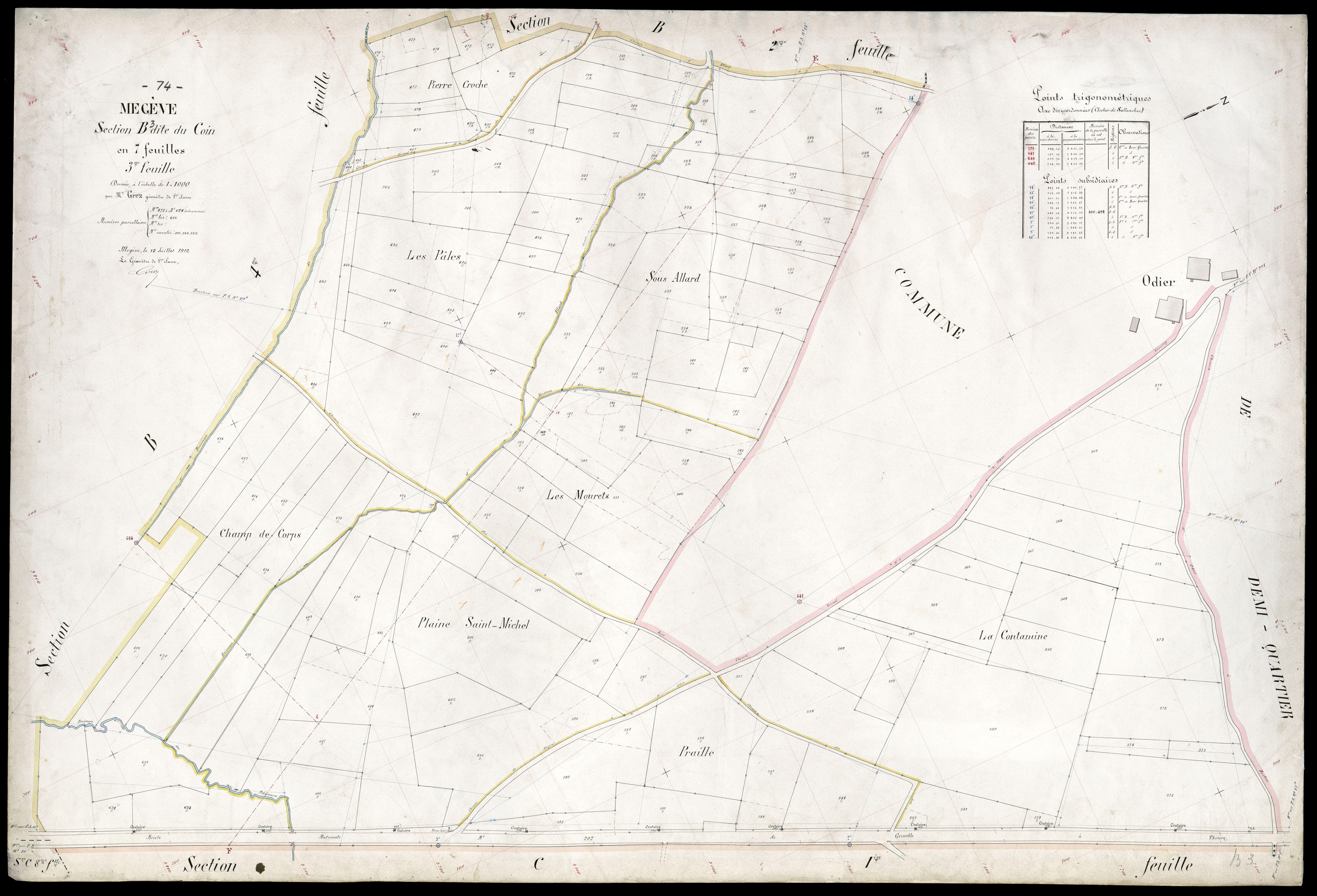 3 P 3 5865 - Feuille n° 4, parcelles n° 62 à 840 - 17 juillet 1912