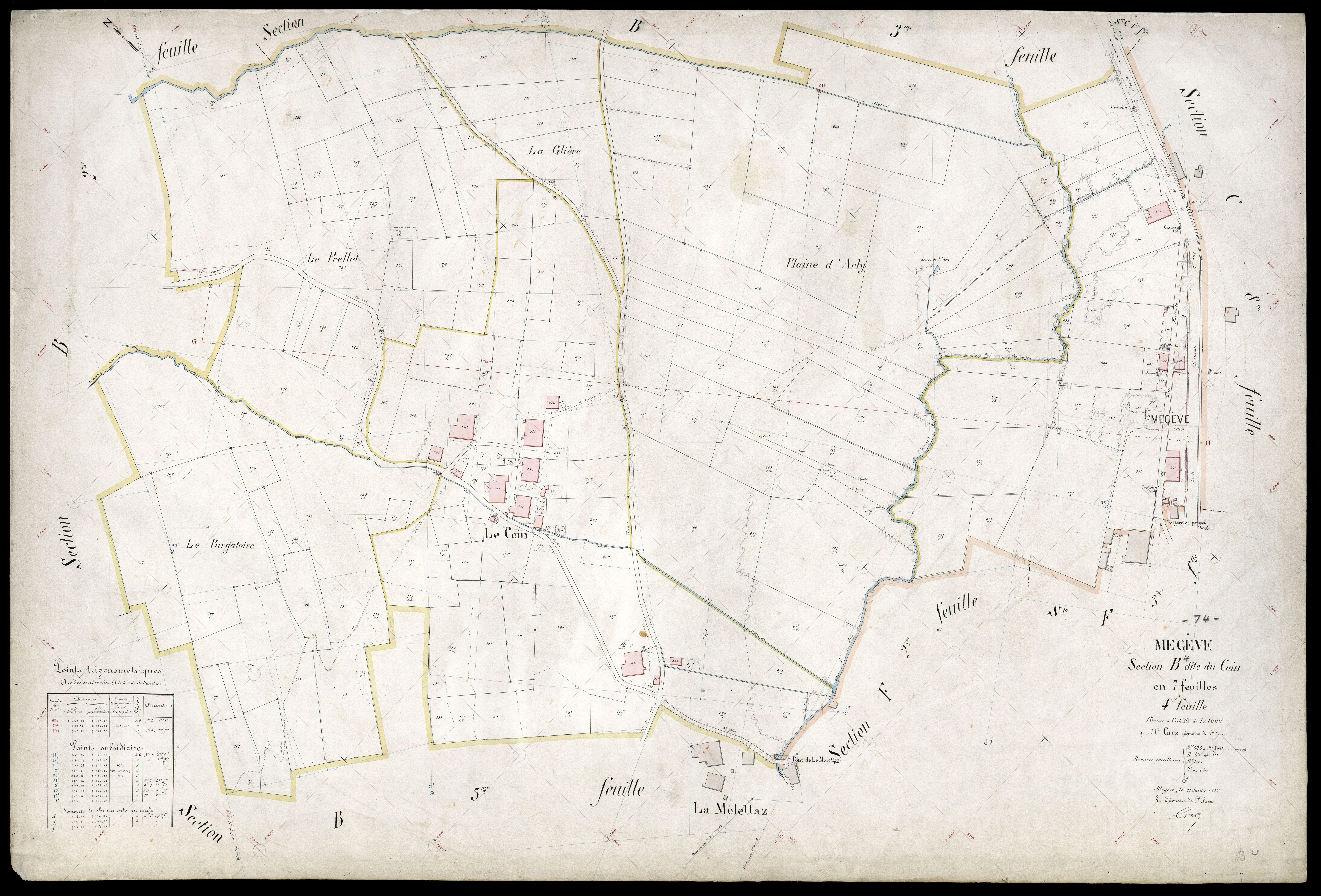 3 P 3 5866 - Feuille n° , parcelles n° 841 à 93 - 17 juillet 1912