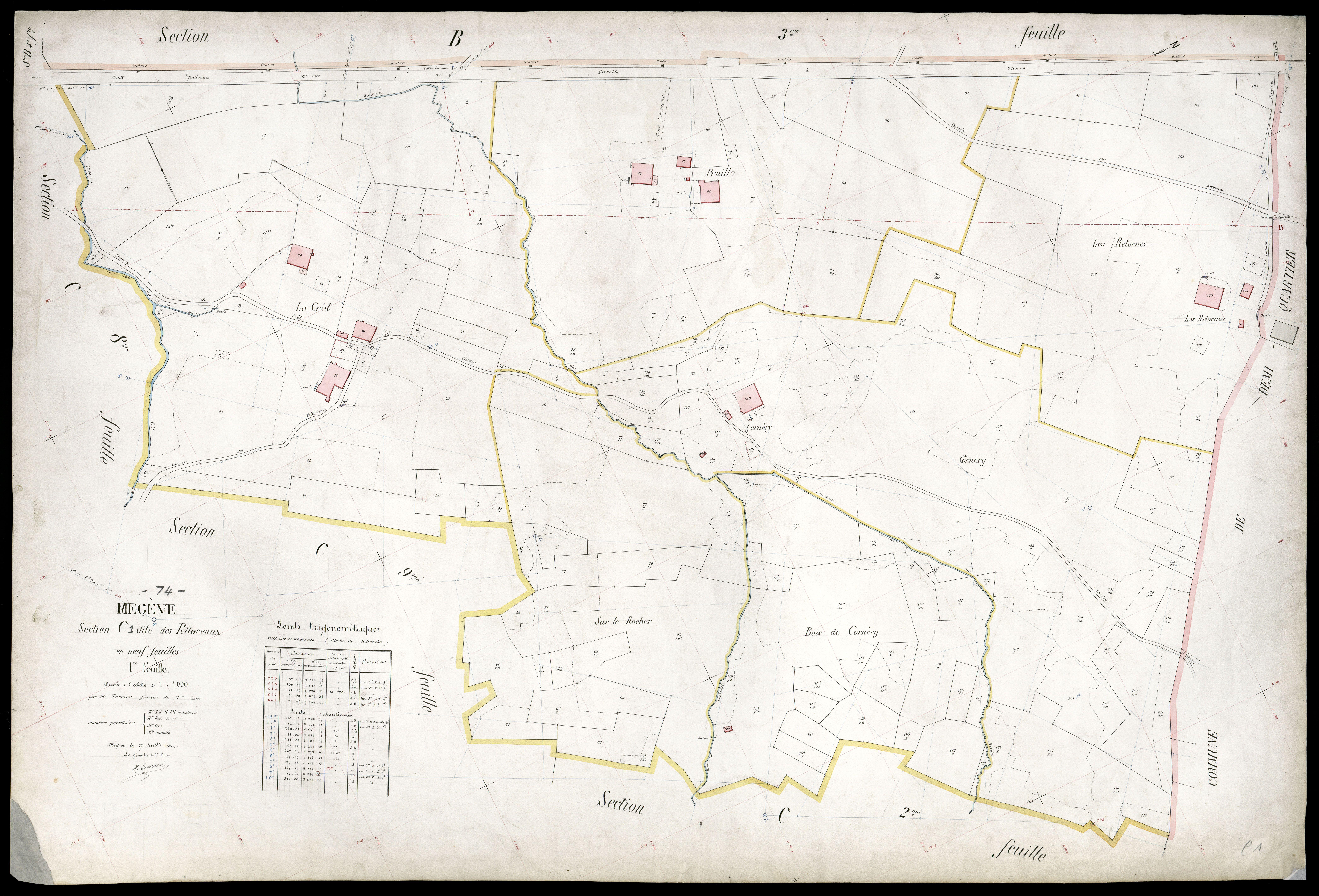 3 P 3 5870 - Feuille n° 2, parcelles n° 192 à 37 - 17 juillet 1912