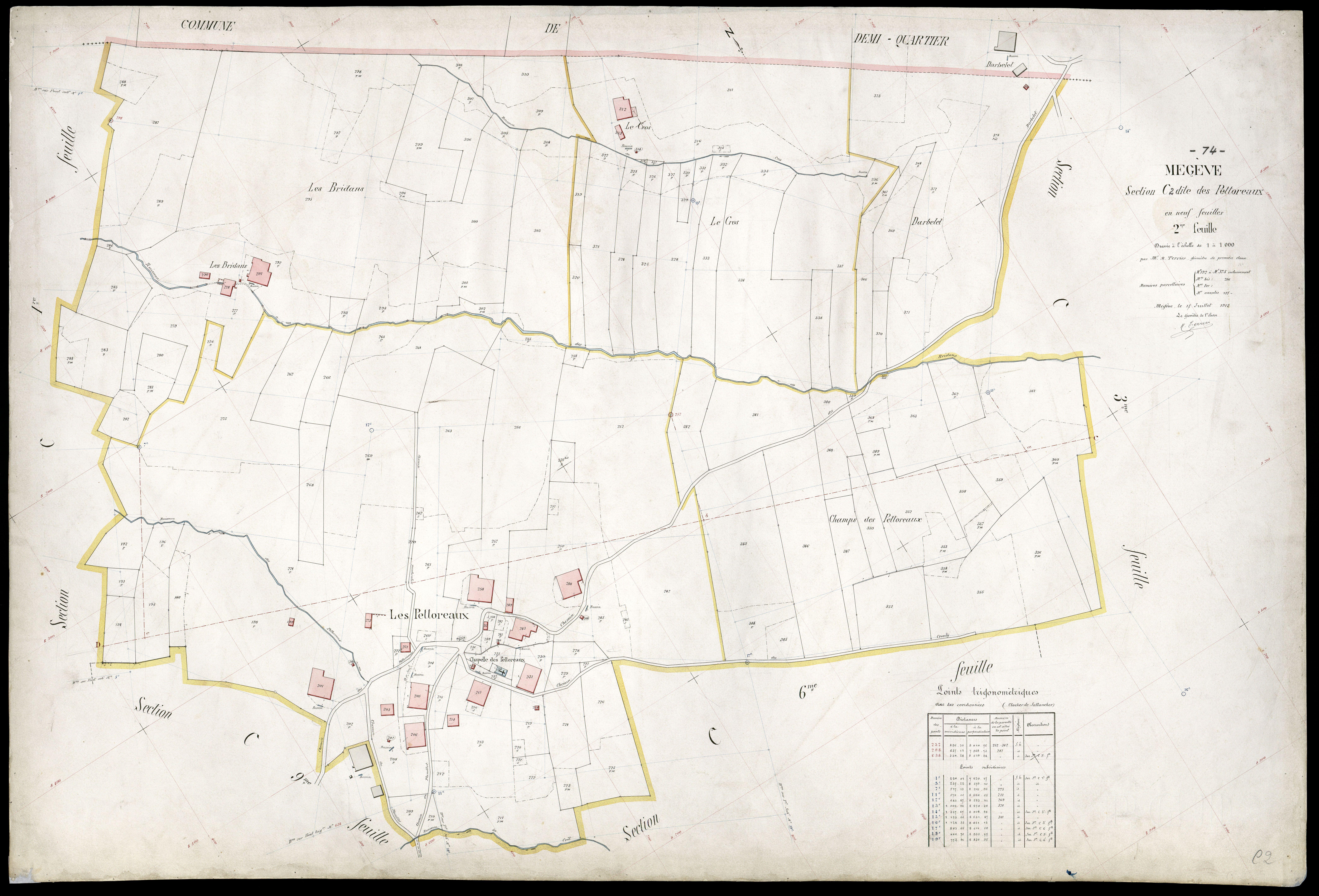 3 P 3 5871 - Feuille n° 3, parcelles n° 376 à 6 - 17 juillet 1912