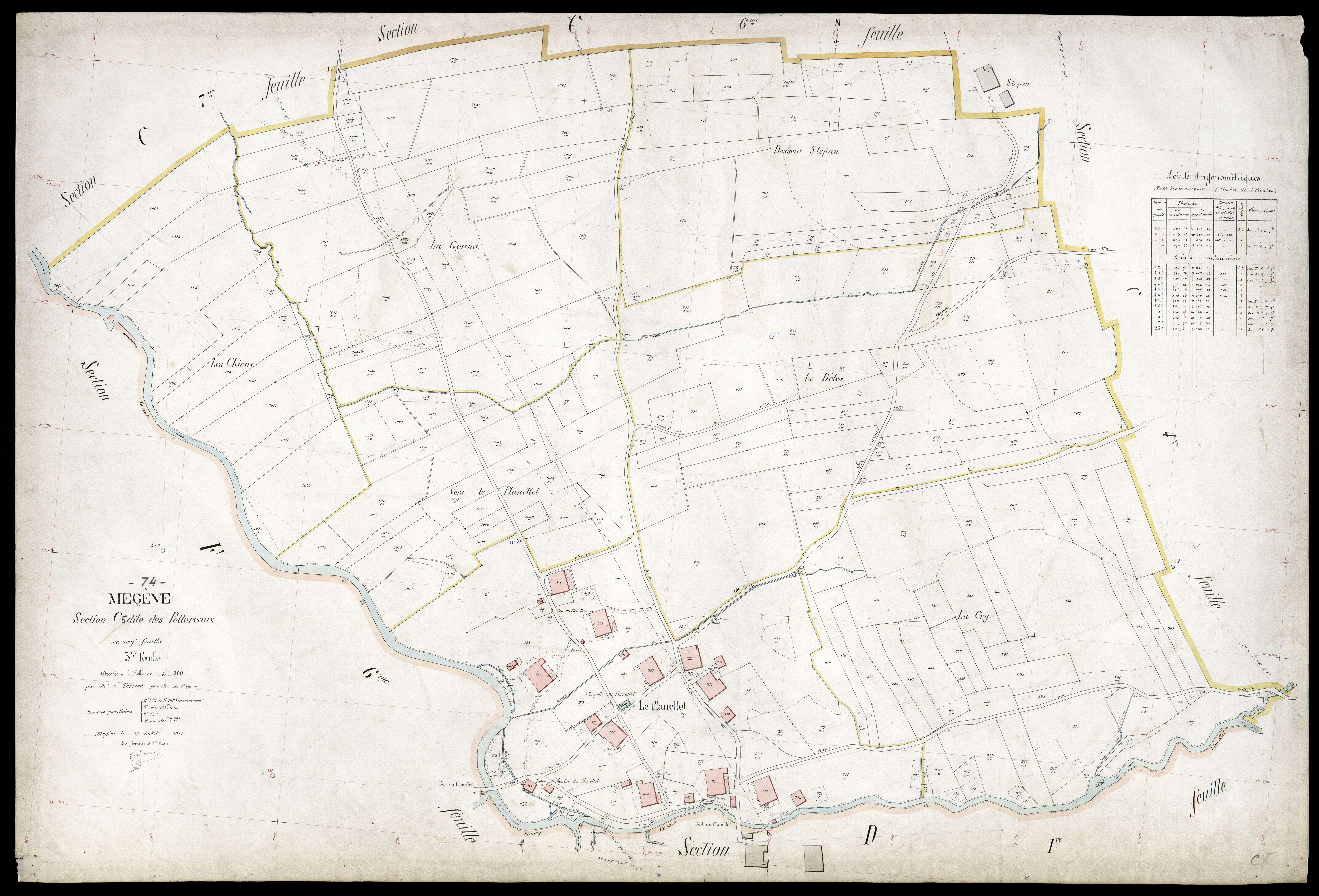 3 P 3 5874 - Feuille n° 6, parcelles n° 1084 à 1291 - 17 juillet 1912