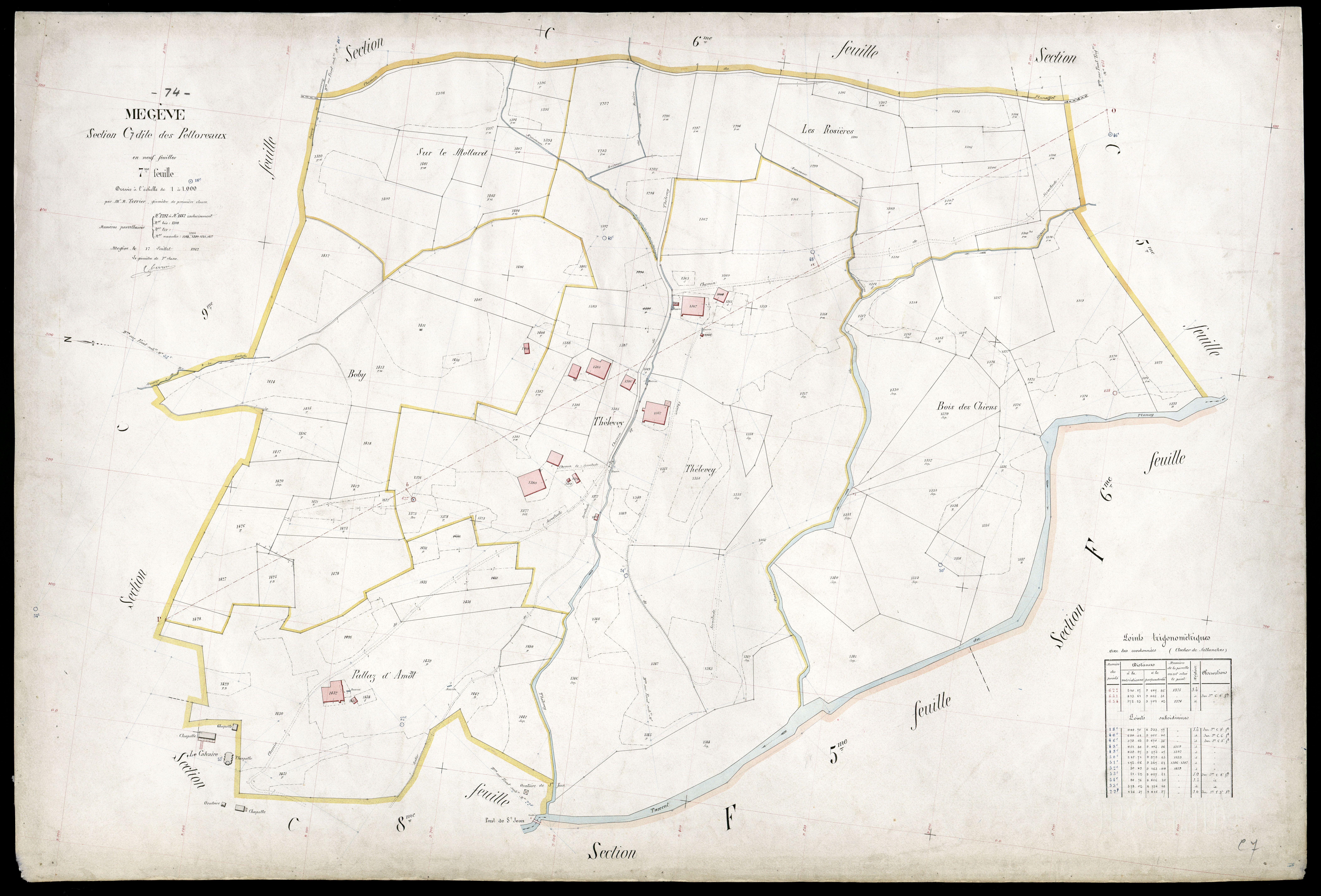 3 P 3 5876 - Feuille n° 8, parcelles n° 1443 à 170 - 17 juillet 1912