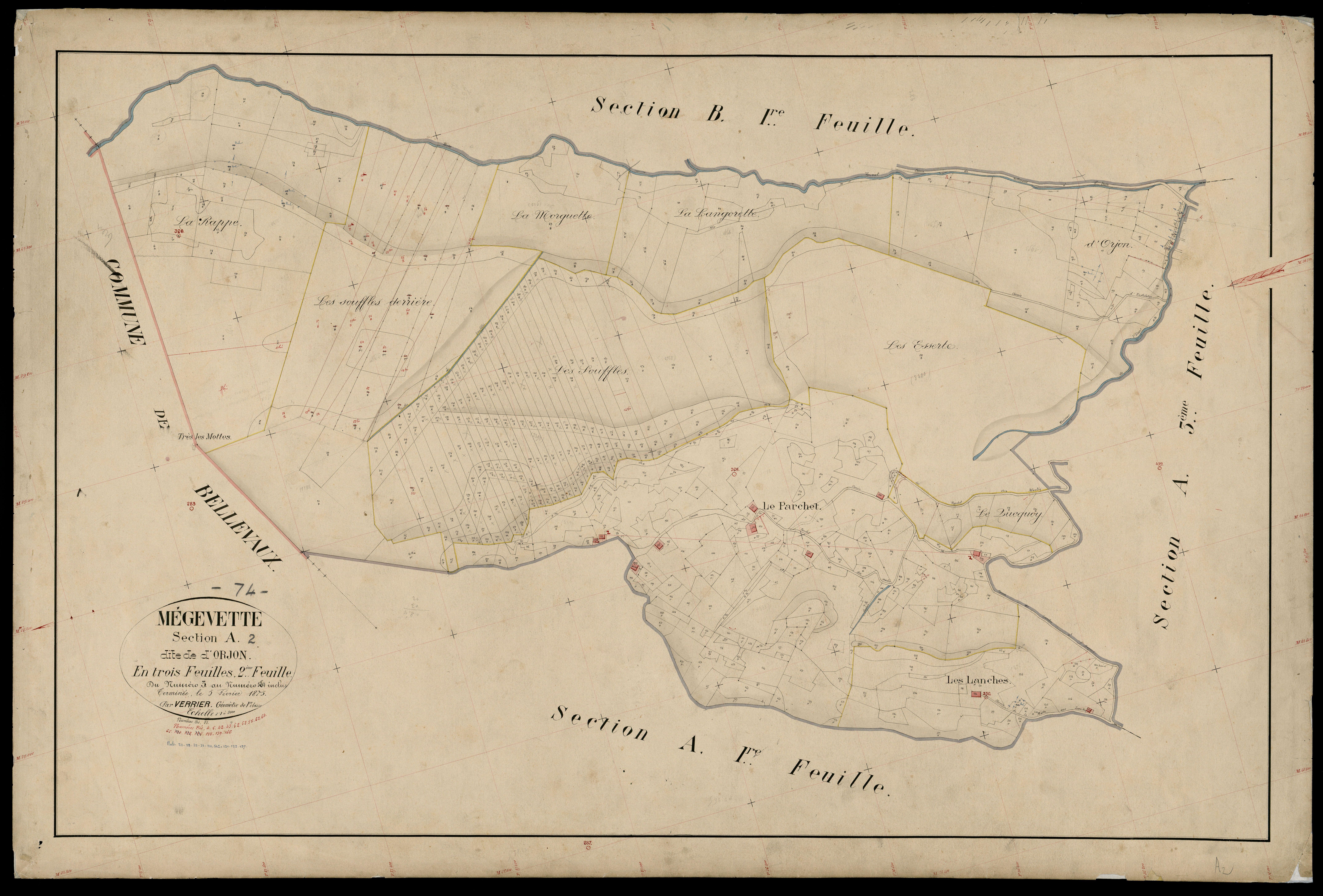 3 P 3 5902 - Feuille n° 3, parcelles n° à 1131 - 6 février 1875