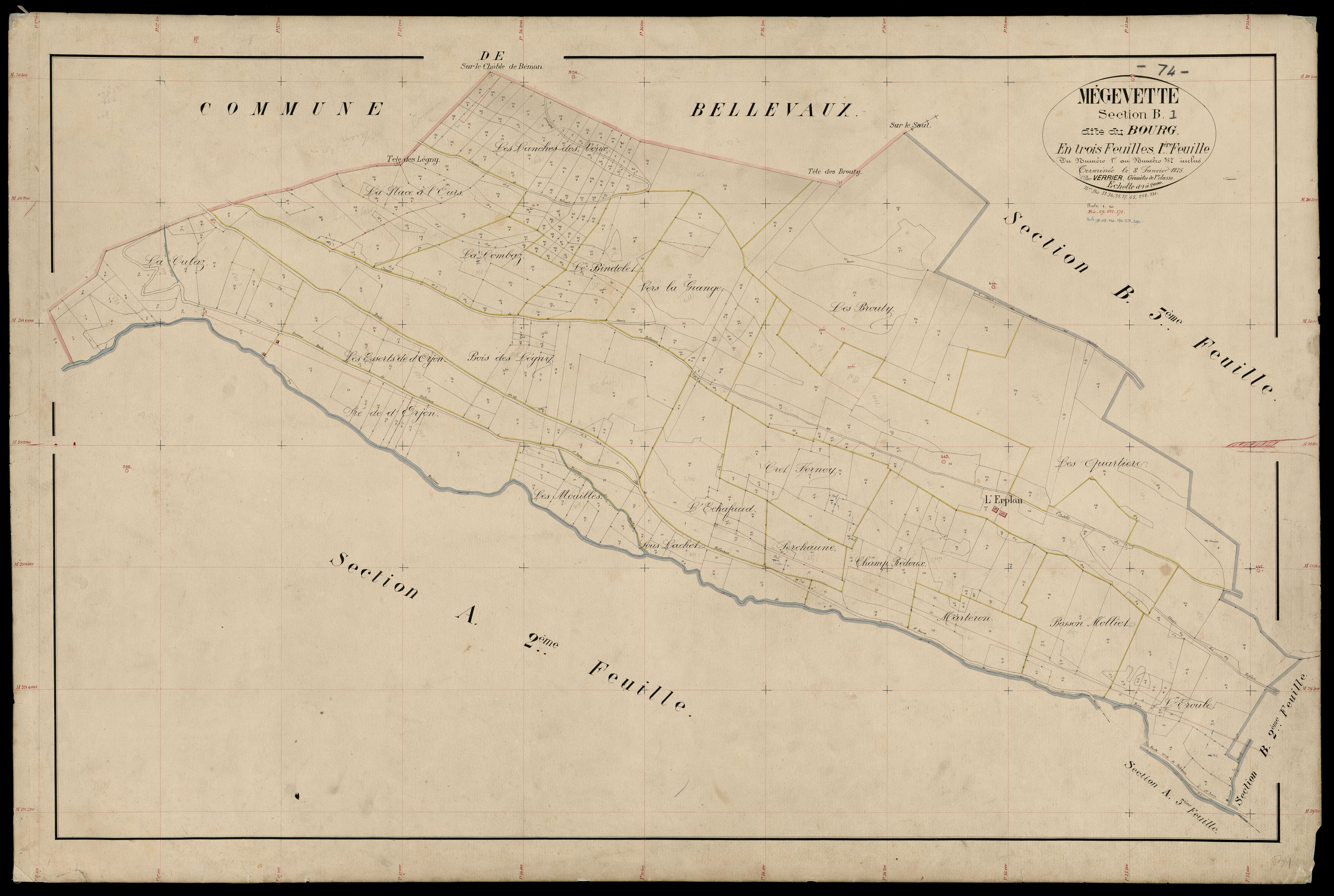 3 P 3 5904 - Feuille n° 2, parcelles n° 388 à 1089 - 5 janvier 1875