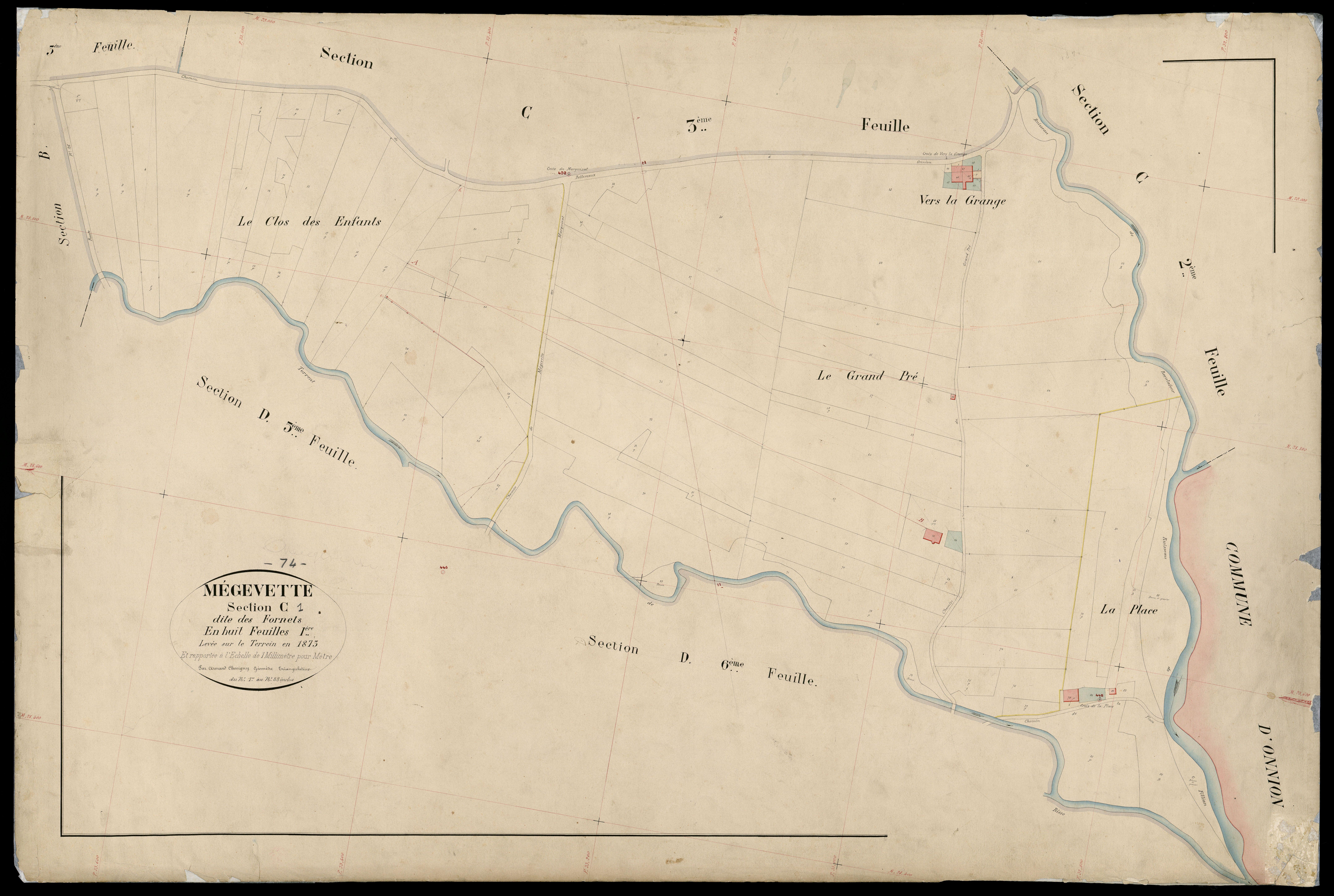 3 P 3 5907 - Feuille n° 2, parcelles n° 89 à 466 - 20 décembre 1874