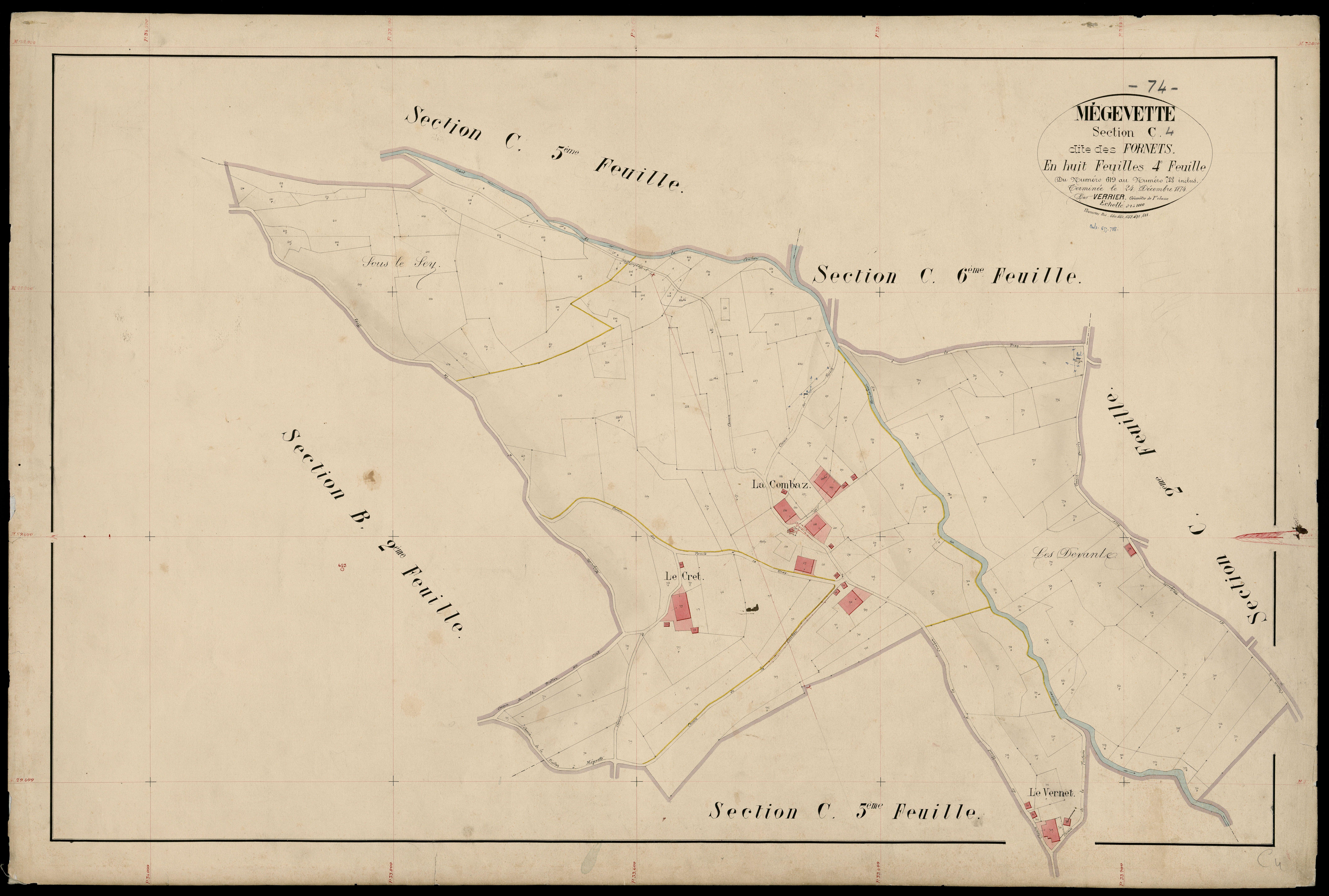3 P 3 5910 - Feuille n° , parcelles n° 789 à 1349 - 30 décembre 1874