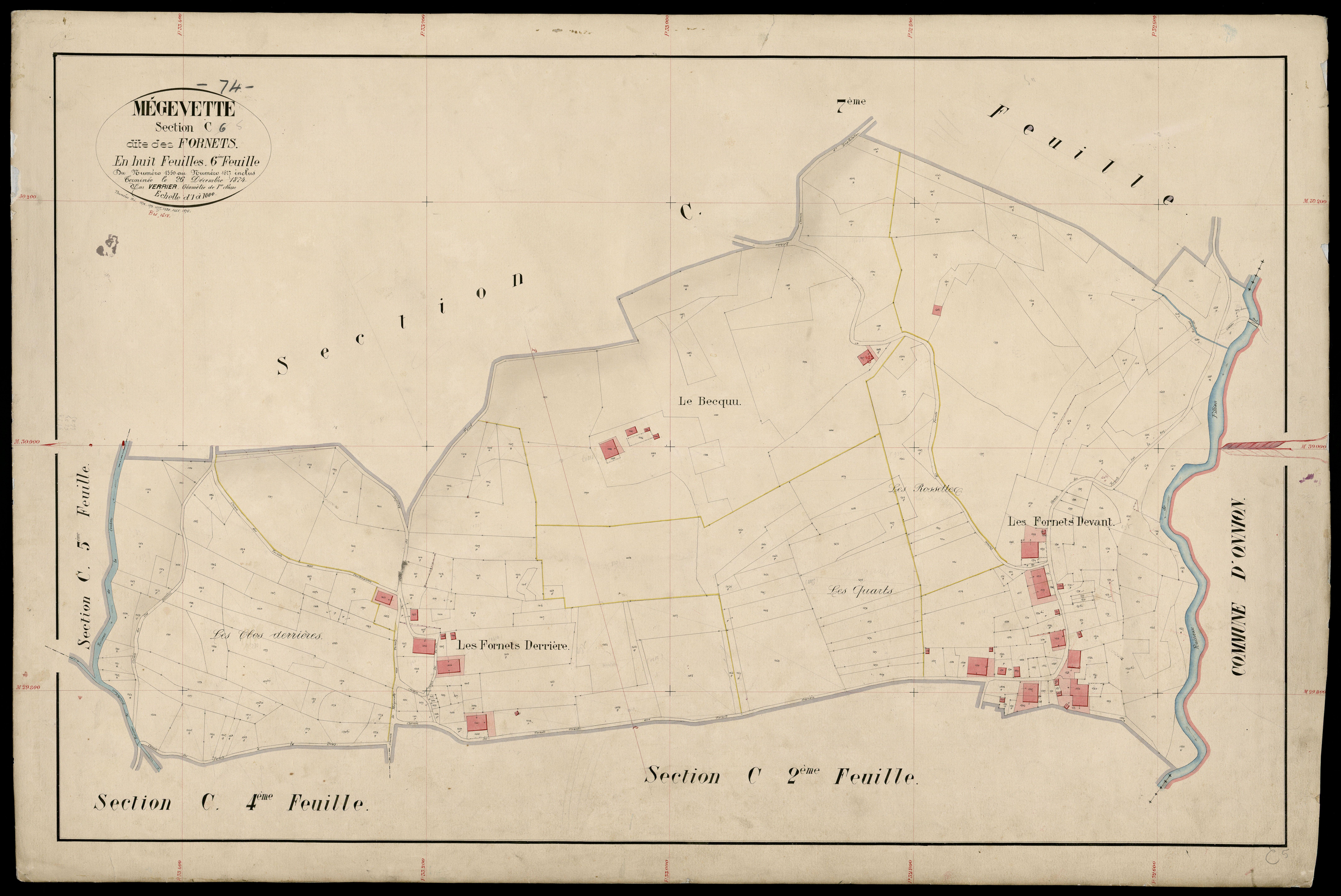 3 P 3 5912 - Feuille n° 7, parcelles n° 1628 à 2038 - 2 janvier 1875