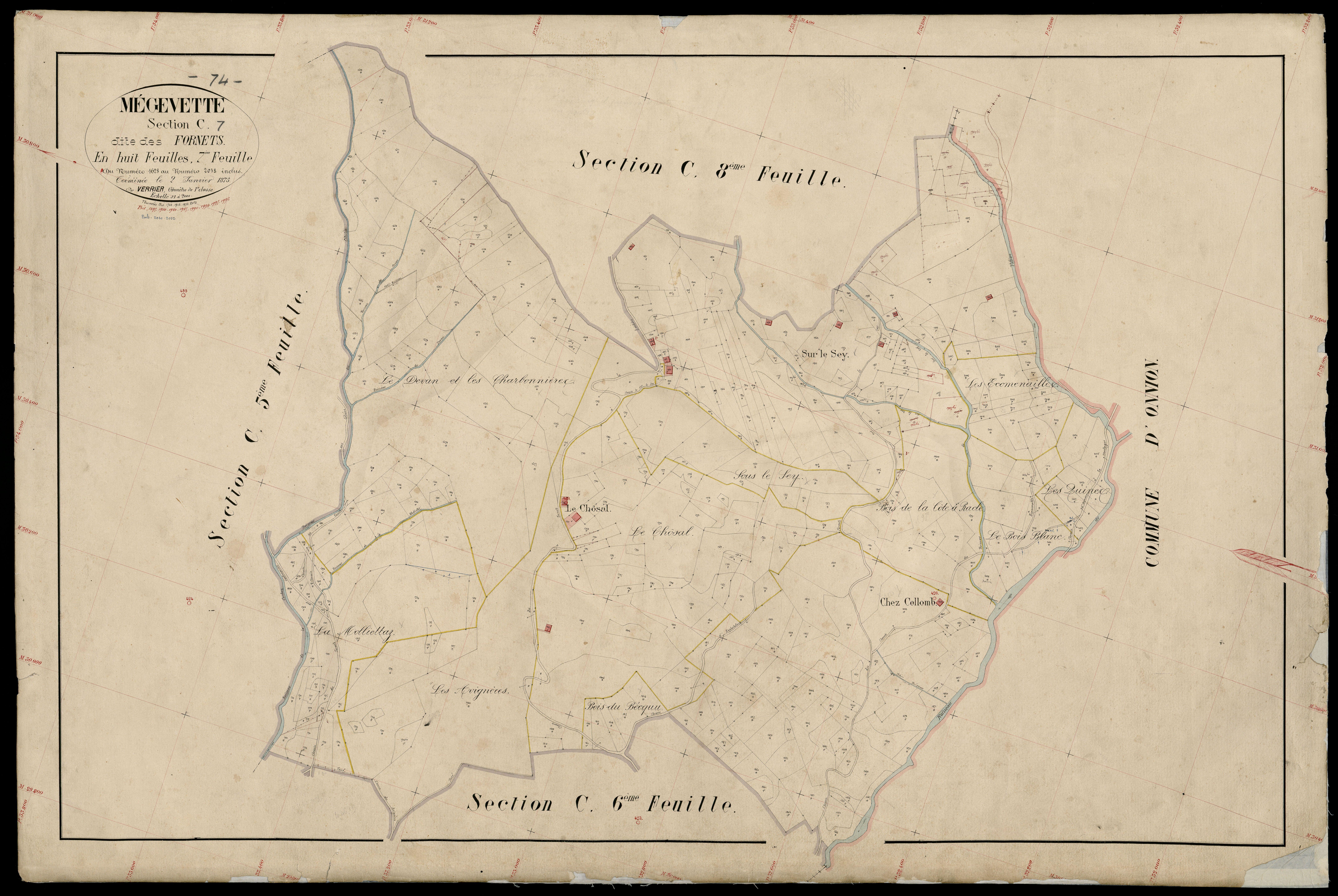 3 P 3 5913 - Feuille n° 8, parcelles n° 2039 à 2187 - 16 décembre 1874