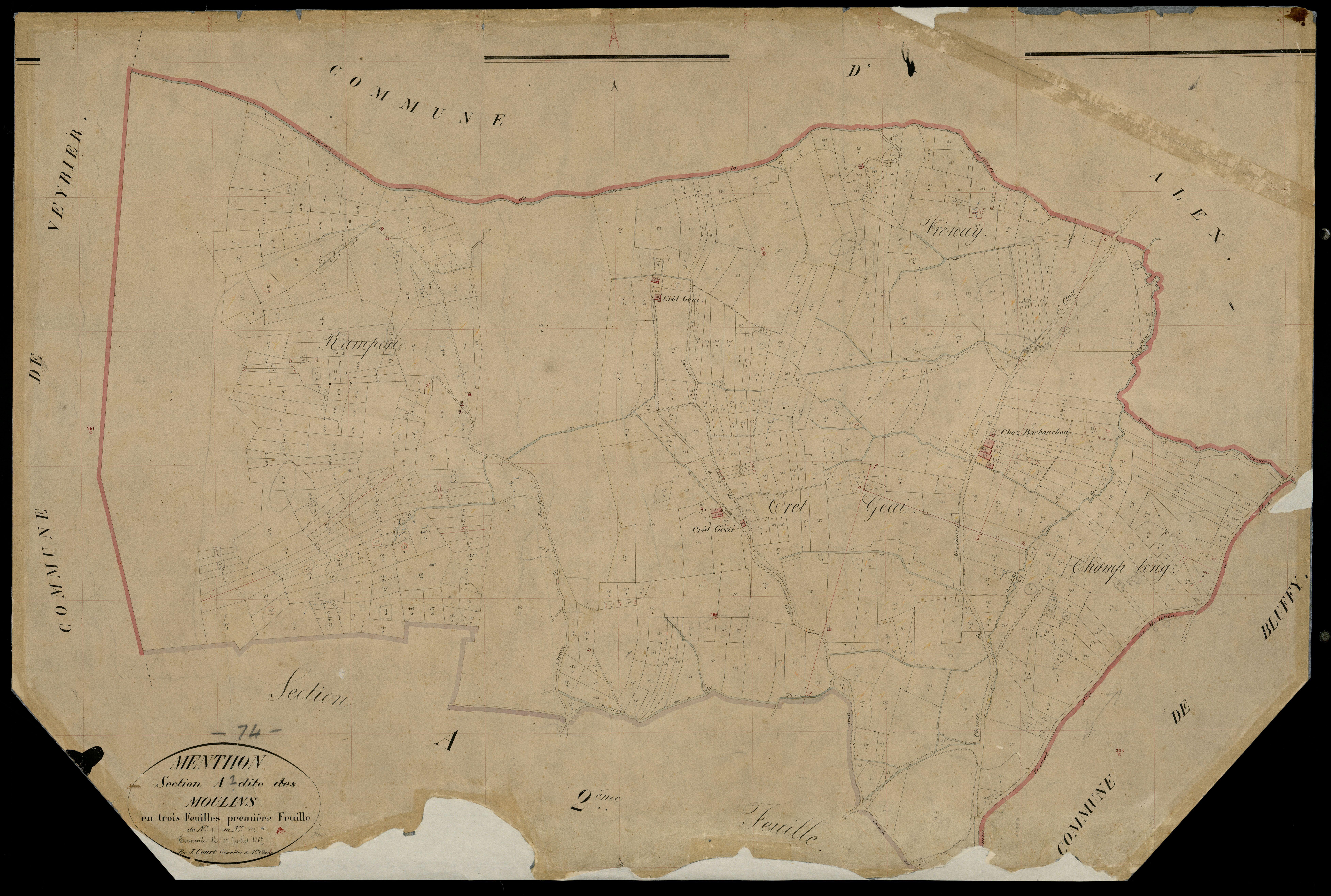 3 P 3 5929 - Feuille n° 2, parcelles n° 3 à 1071 - 1er juillet 1867