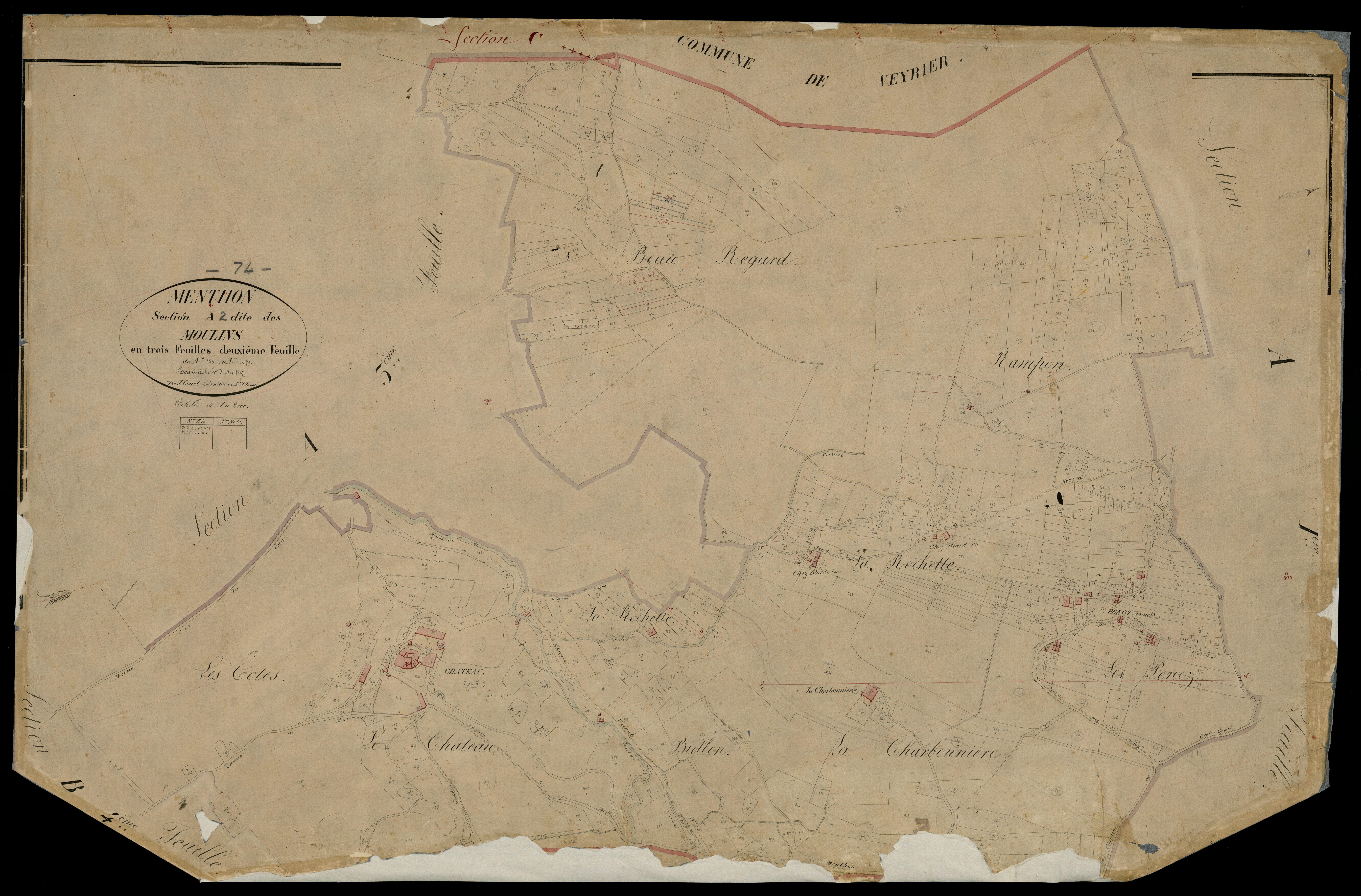 3 P 3 5930 - Feuille n° 3, parcelles n° 1072 à 10 - 1er juillet 1867