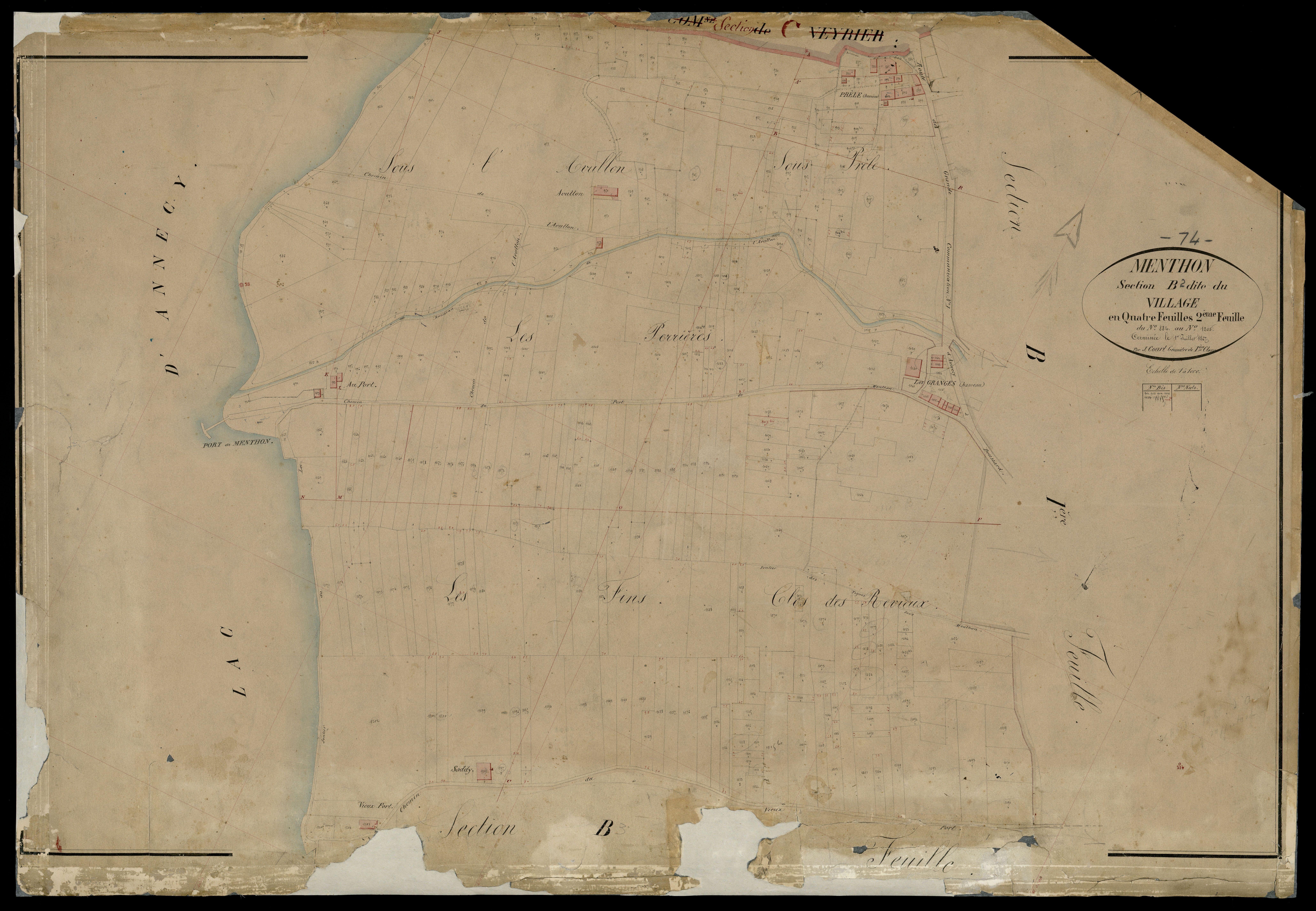 3 P 3 5933 - Feuille n° 3, parcelles n° 1206 à 1697 - 1er juillet 1867
