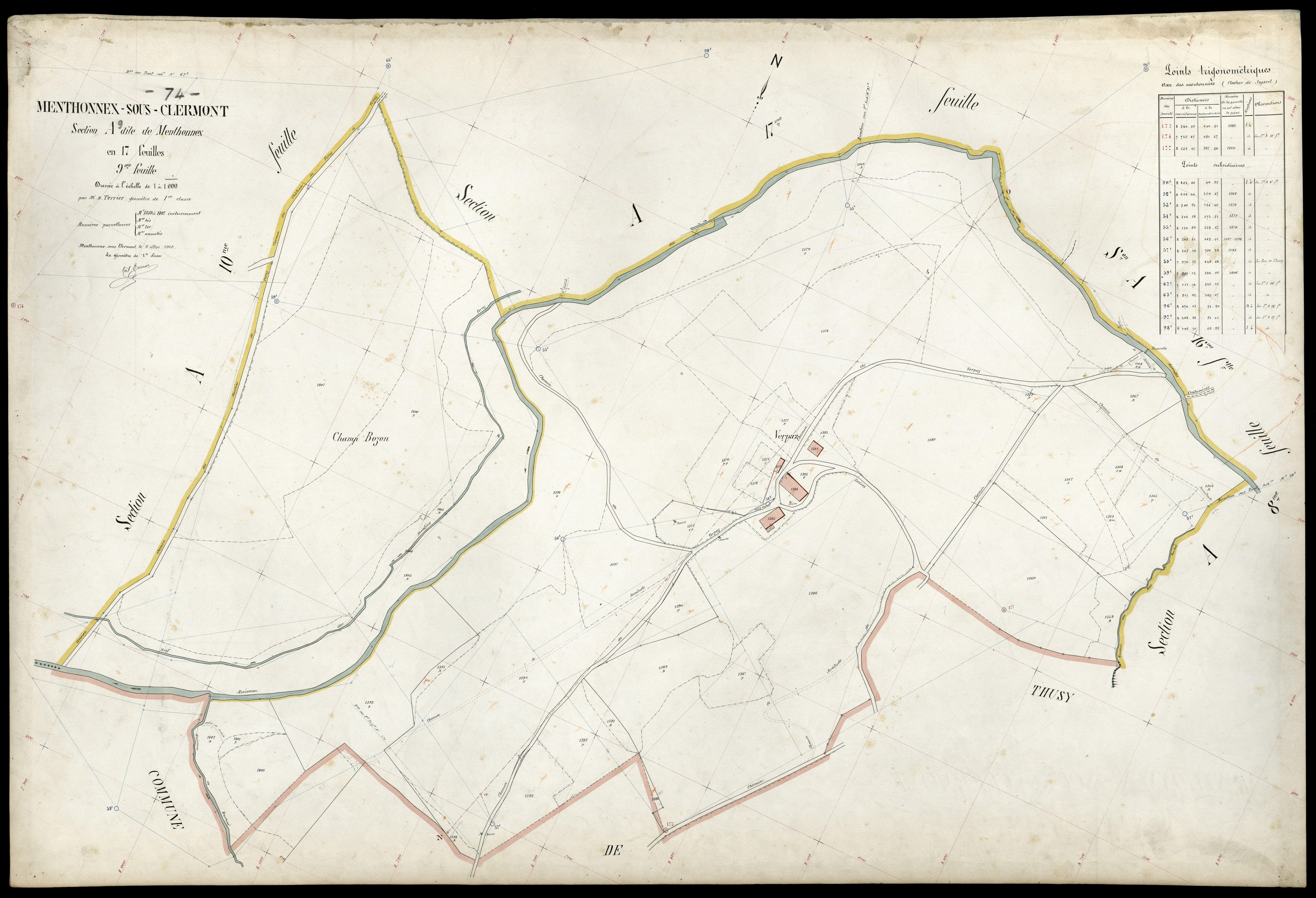 3 P 3 5982 - Feuille n° 10, parcelles n° 1408 à 116 - 6 mai 1909
