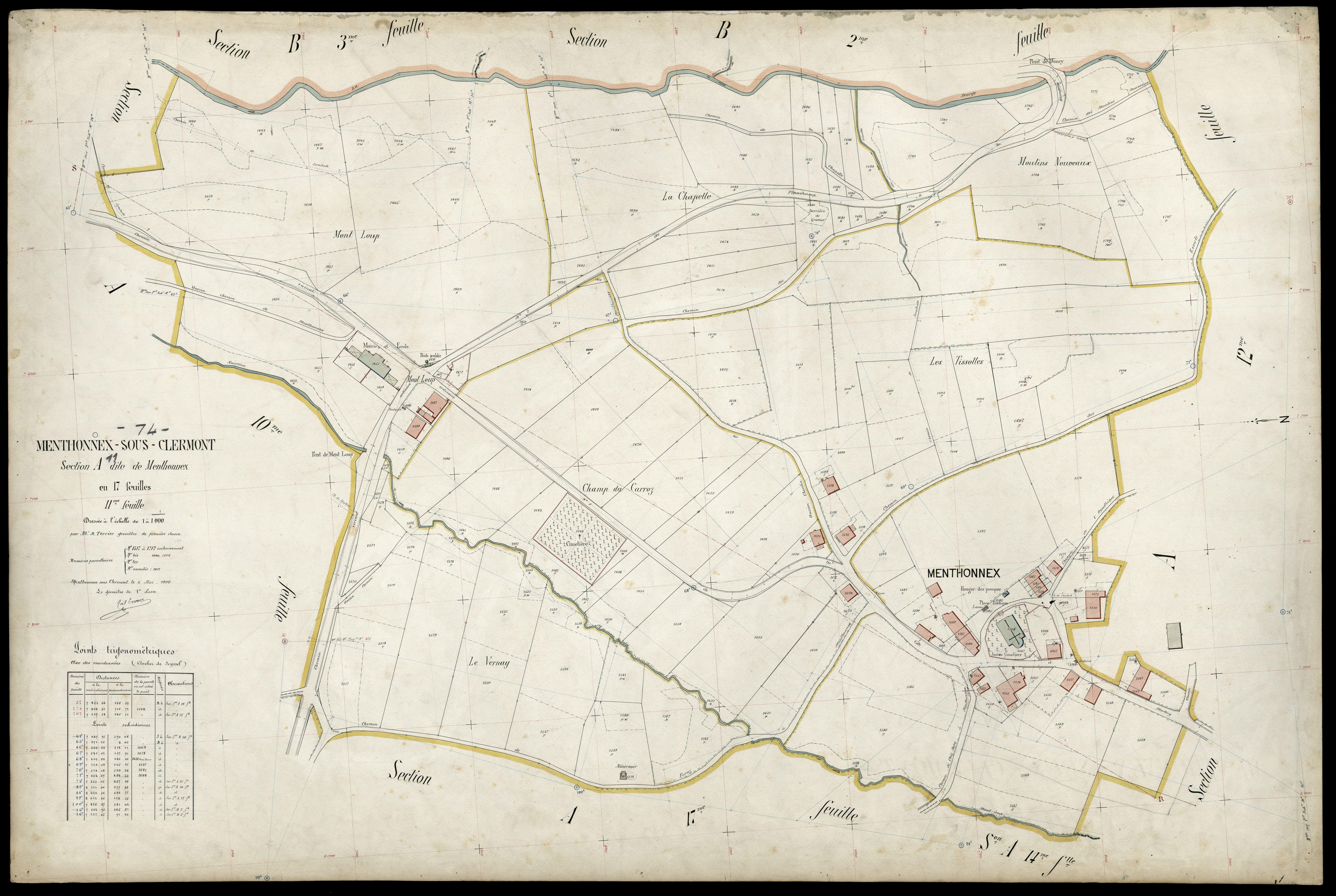 3 P 3 5984 - Feuille n° 12, parcelles n° 1713 à 181 - 6 mai 1909