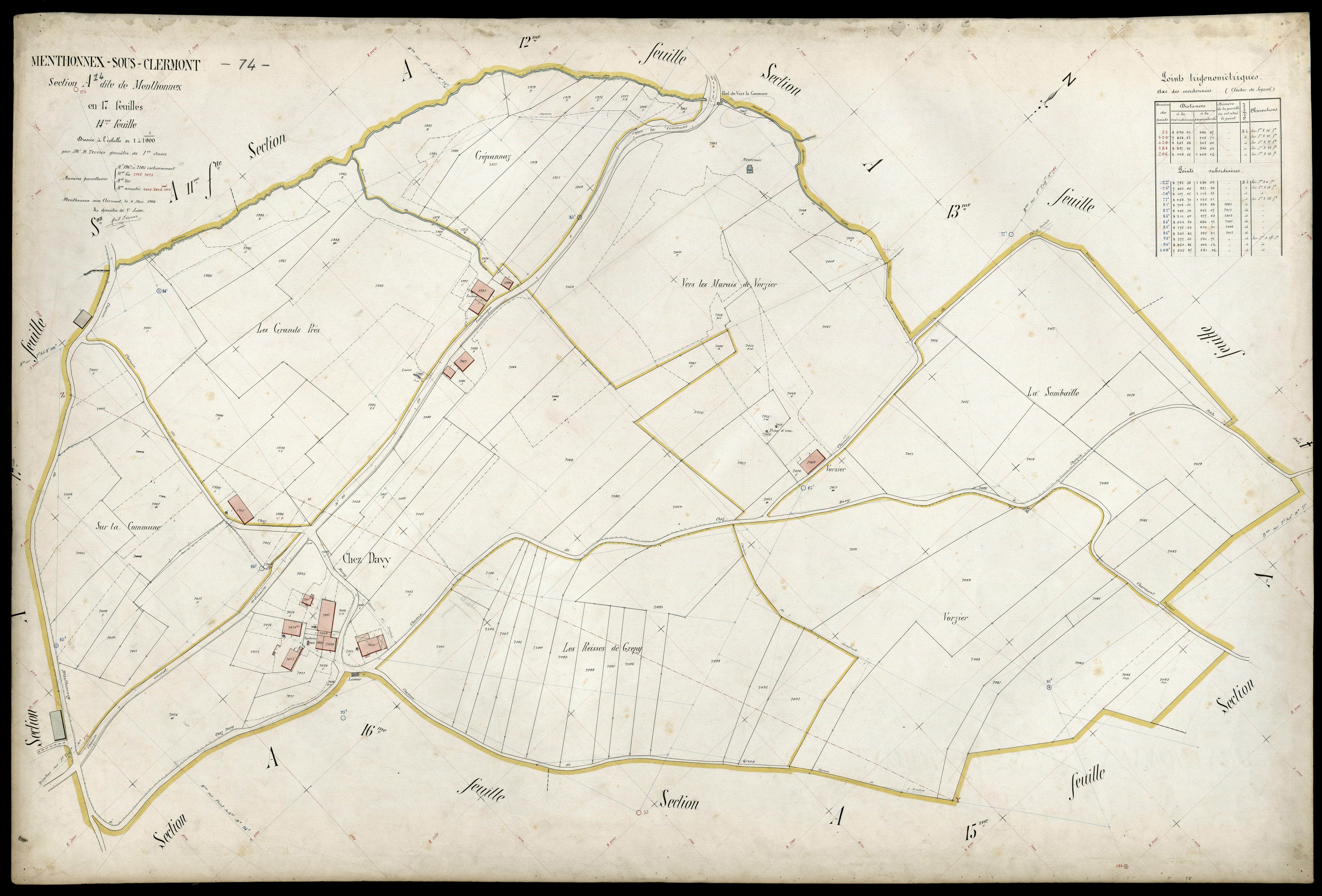 3 P 3 5987 - Feuille n° 1, parcelles n° 2106 à 2382 - 6 mai 1909