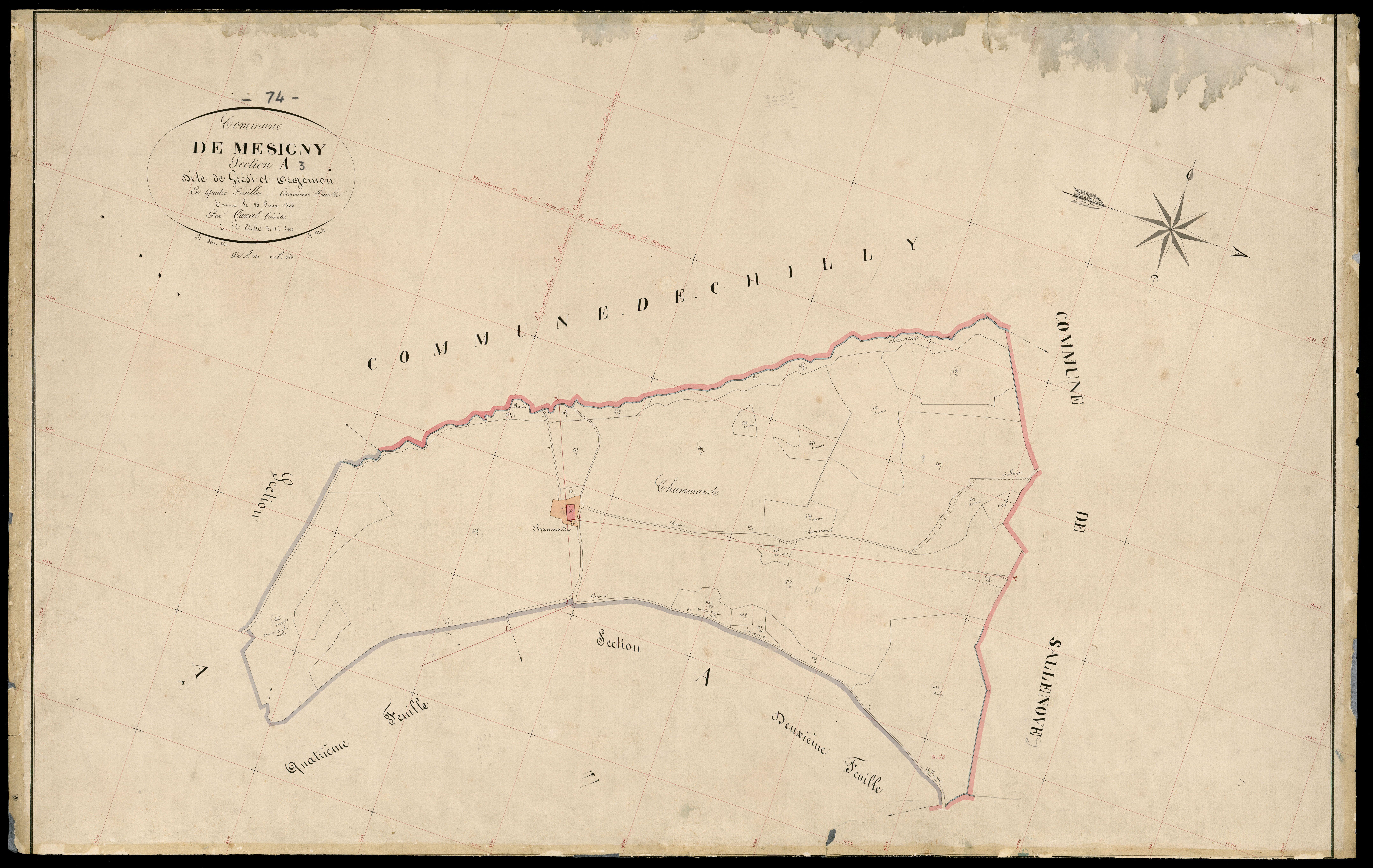 3 P 3 6003 - Feuille n° 4, parcelles n° 667 à 103 - 20 avril 1866