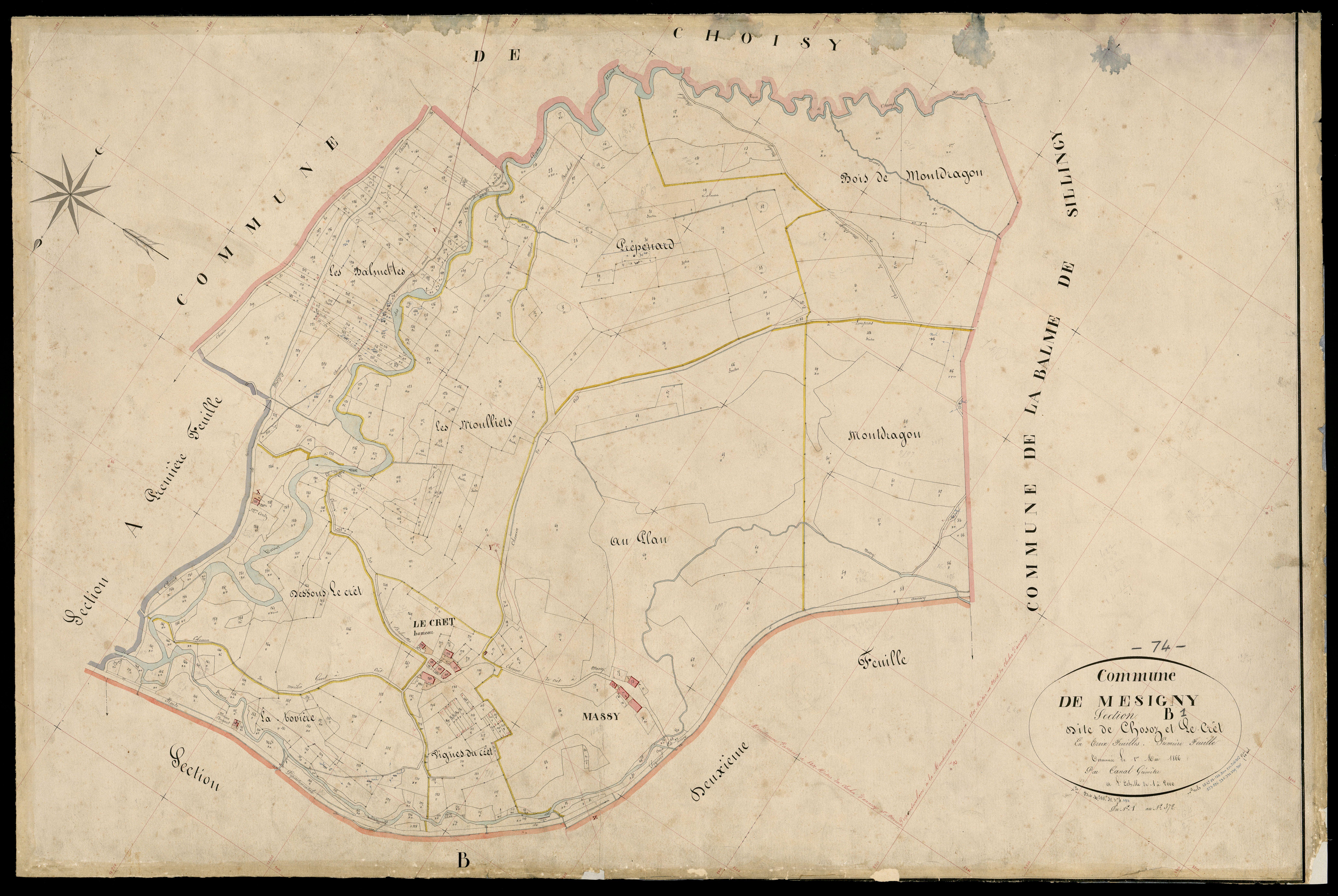 3 P 3 6005 - Feuille n° 2, parcelles n° 373 à 80 - 15 mai 1866