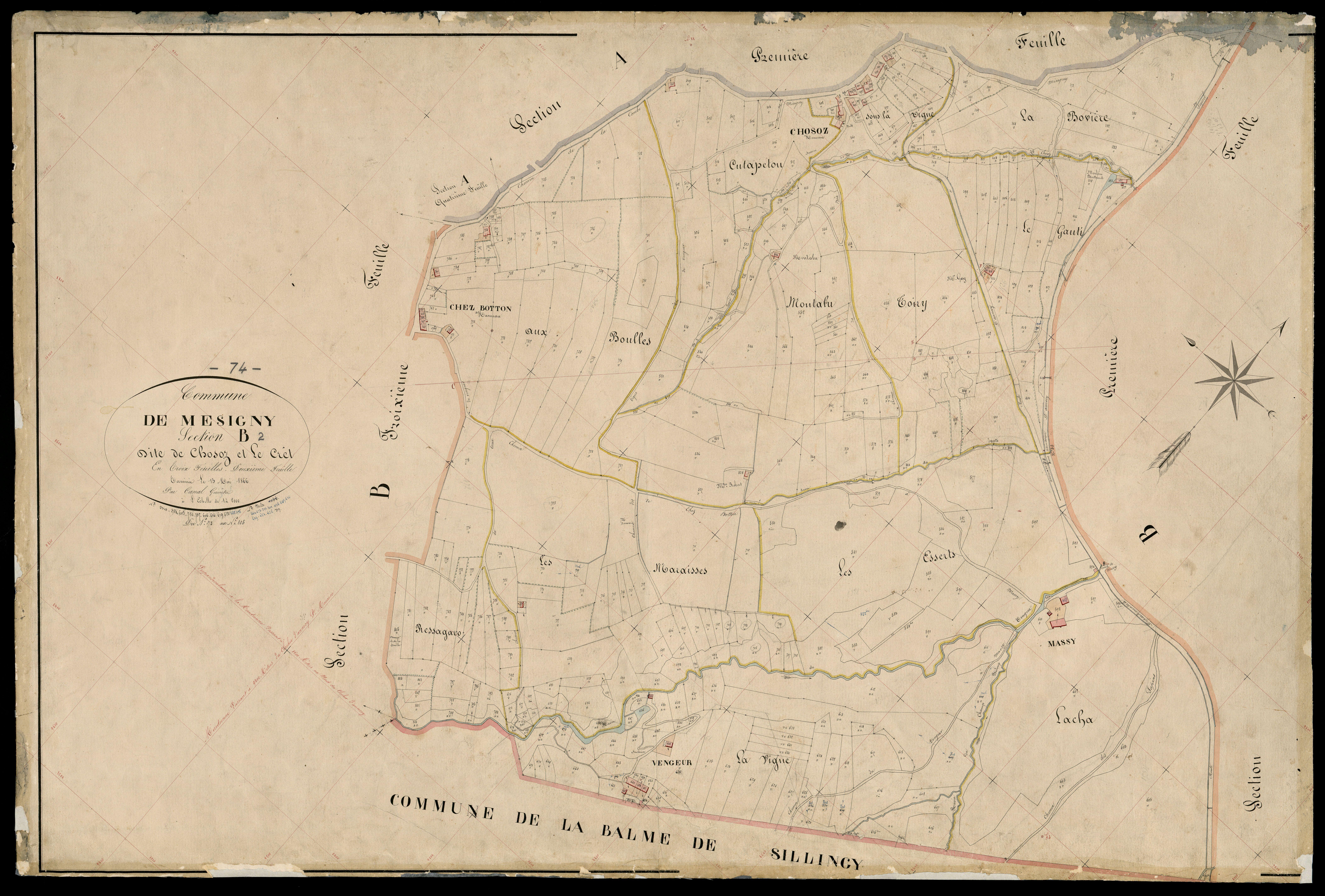 3 P 3 6006 - Feuille n° 3, parcelles n° 806 à 1103 - 1er juin 1866