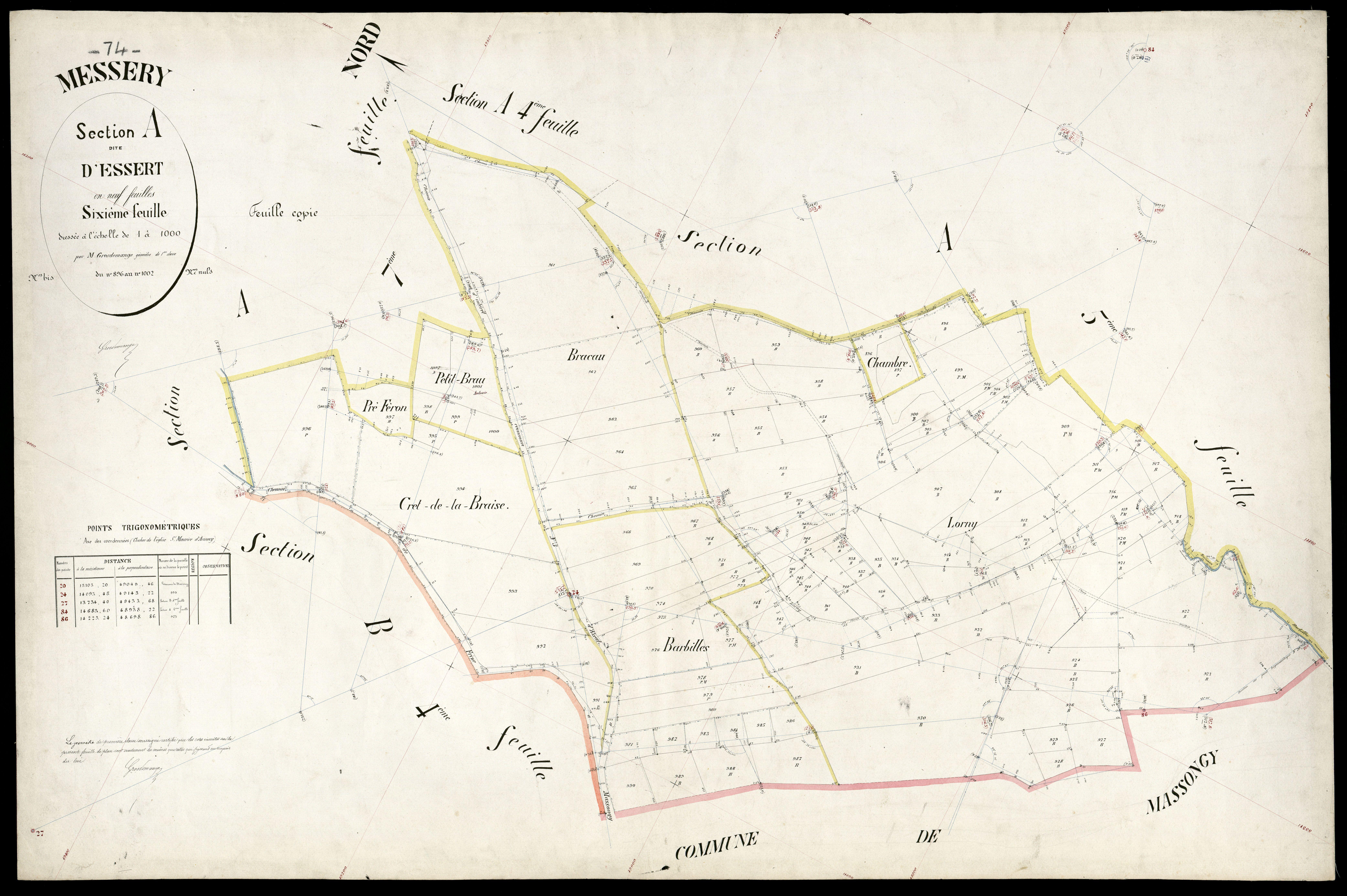 3 P 3 6016 - Feuille n° 7, parcelles n° 1003 à 1144 - 1er août 1878