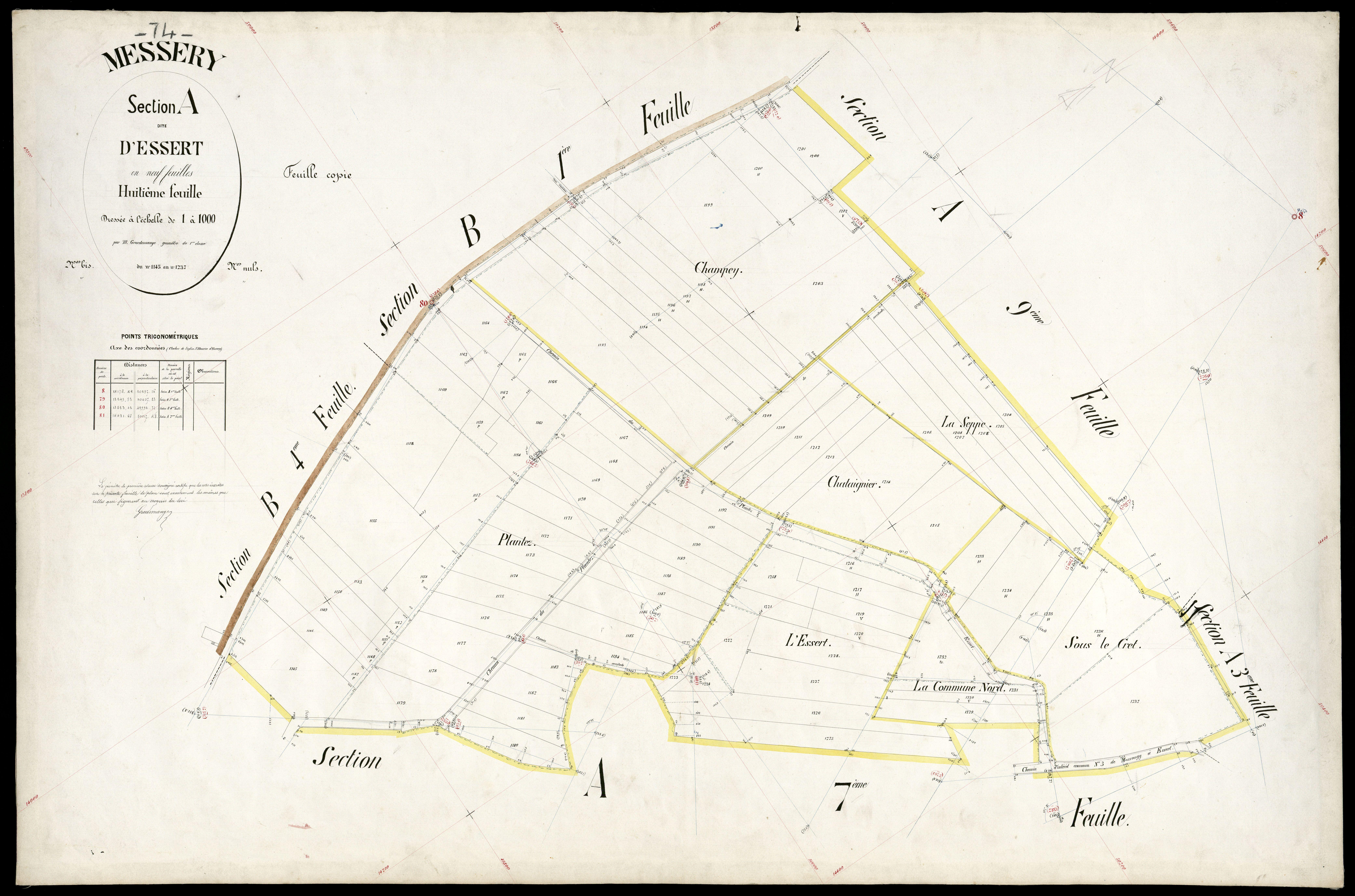 3 P 3 6018 - Feuille n° 9, parcelles n° 1238 à 1423 -