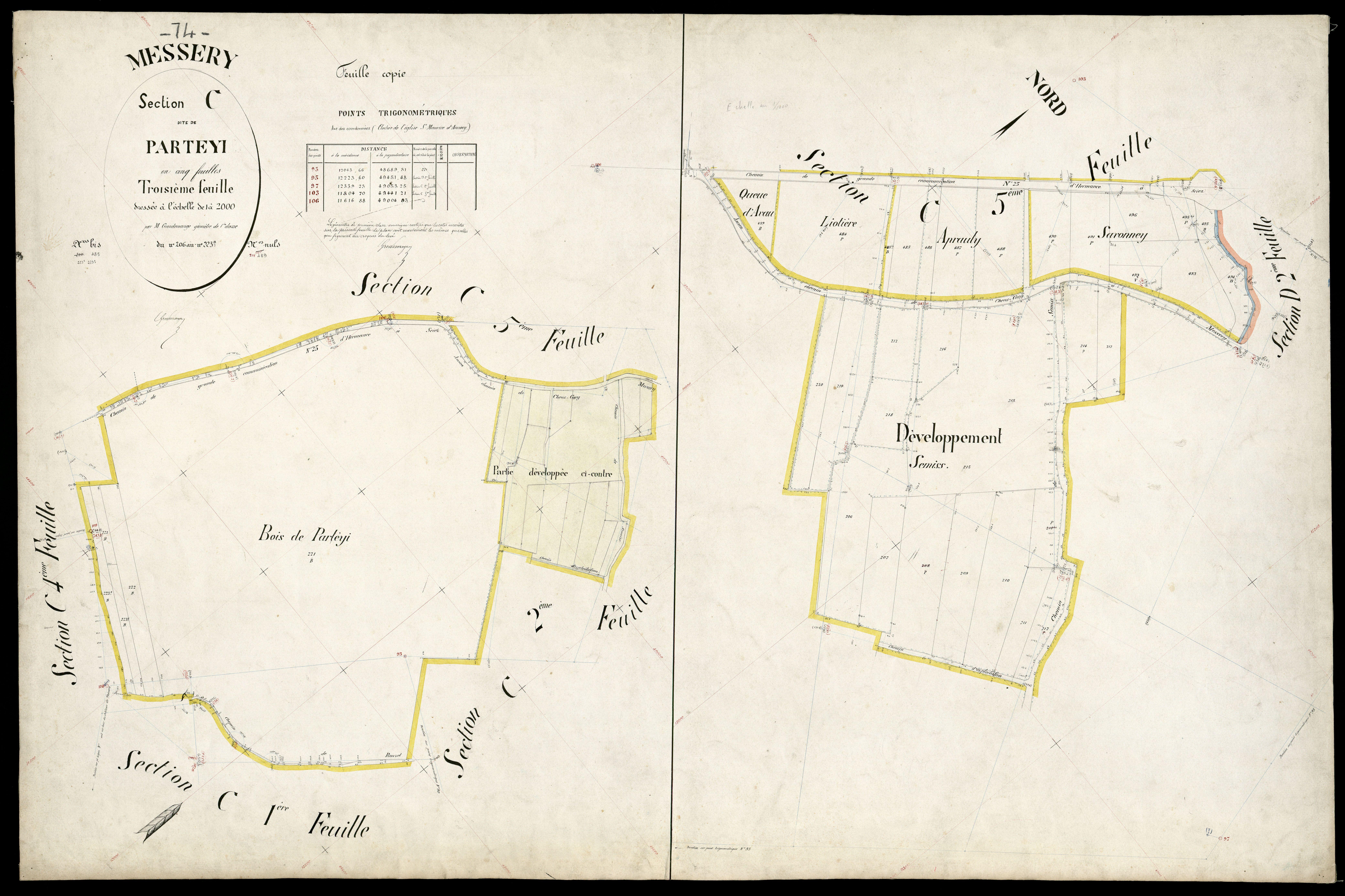 3 P 3 6029 - Feuille n° 4, parcelles n° 224 à 39 - 1er juillet 1879