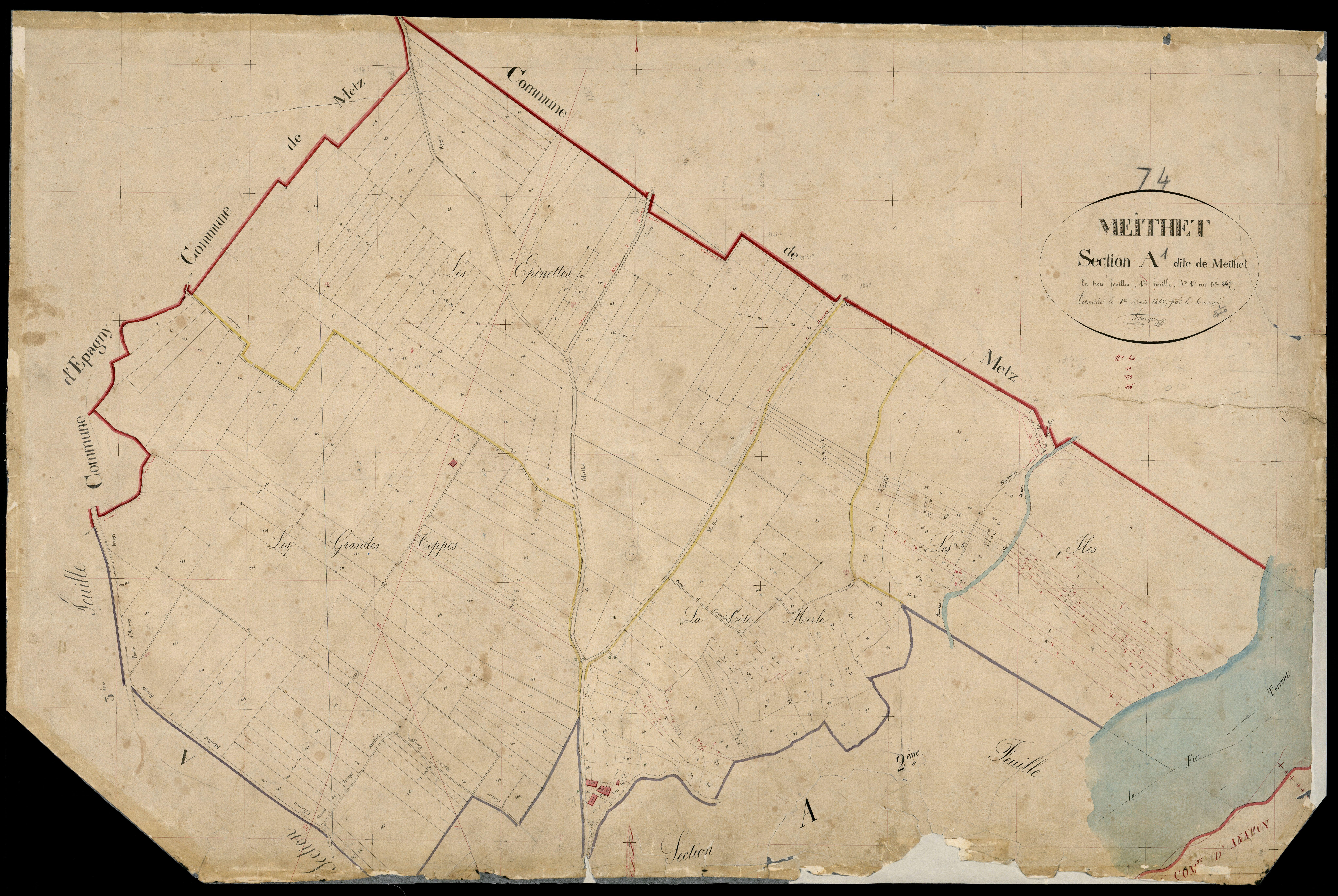 3 P 3 6050 - Feuille n° 2, parcelles n° 268 à 407 - 15 avril 1865