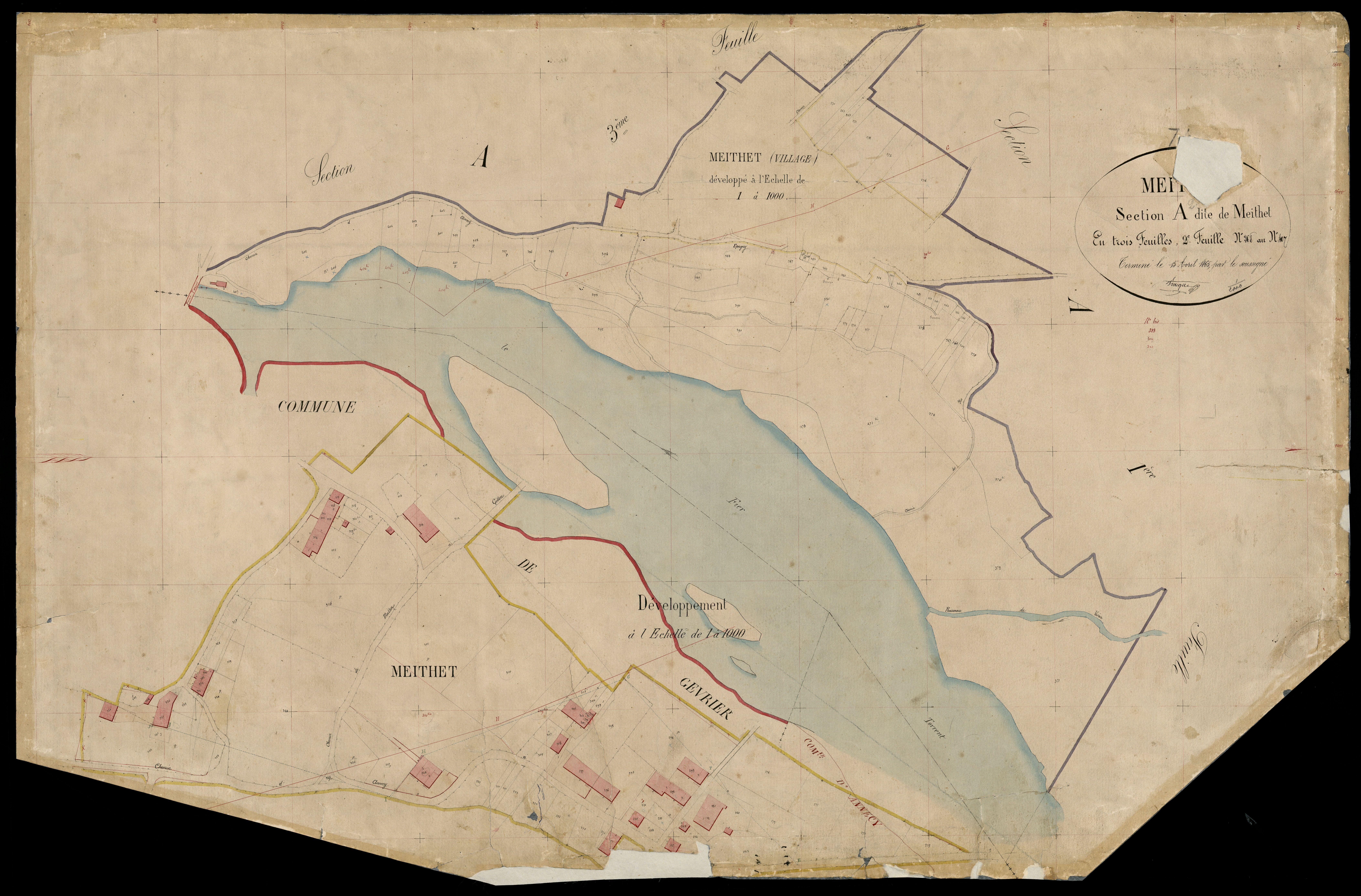 3 P 3 6051 - Feuille n° 3, parcelles n° 408 à 621 - 15 avril 1865