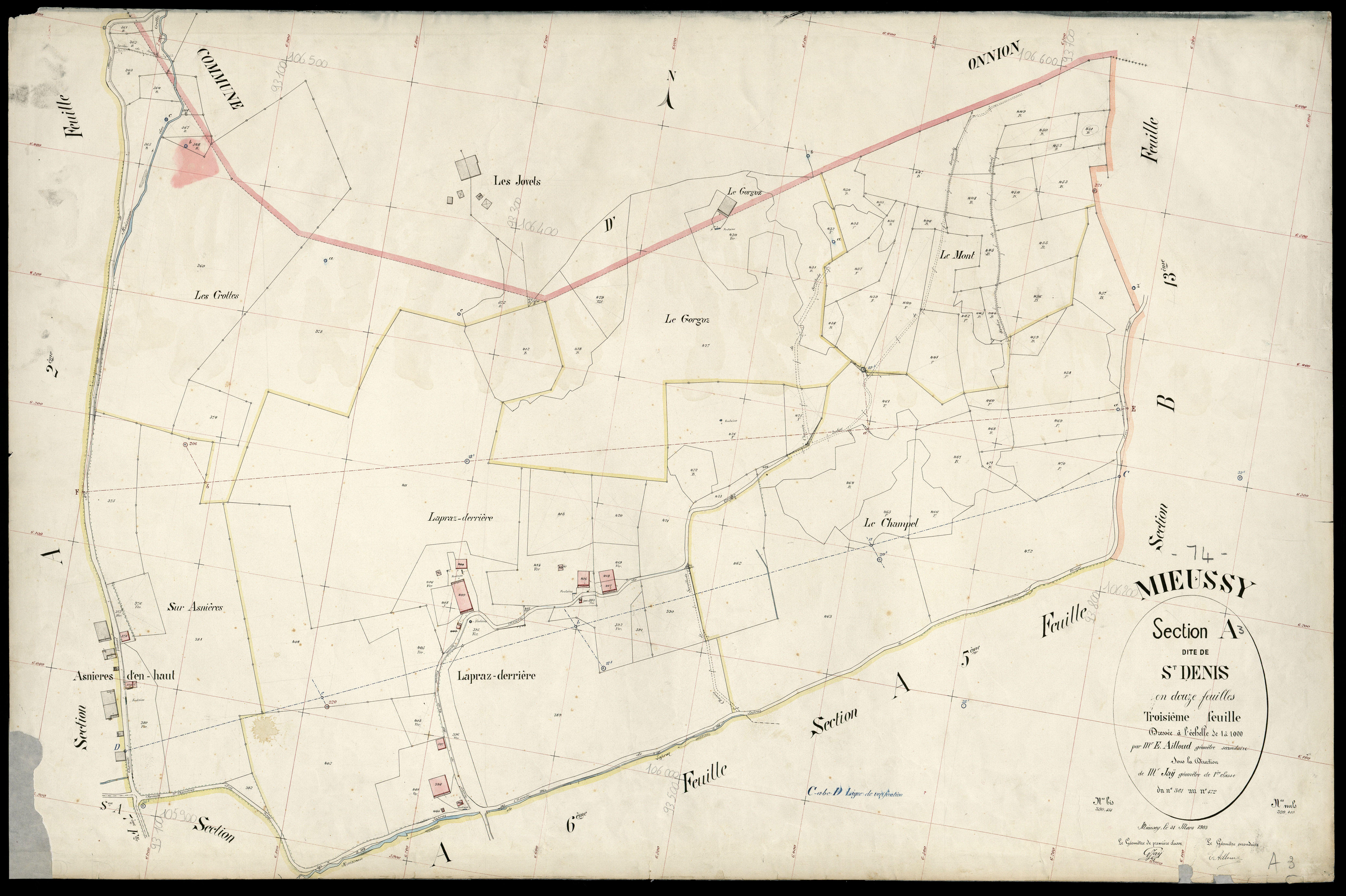 3 P 3 6059 - Feuille n° 4, parcelles n° 473 à 602 - 31 mars 1903