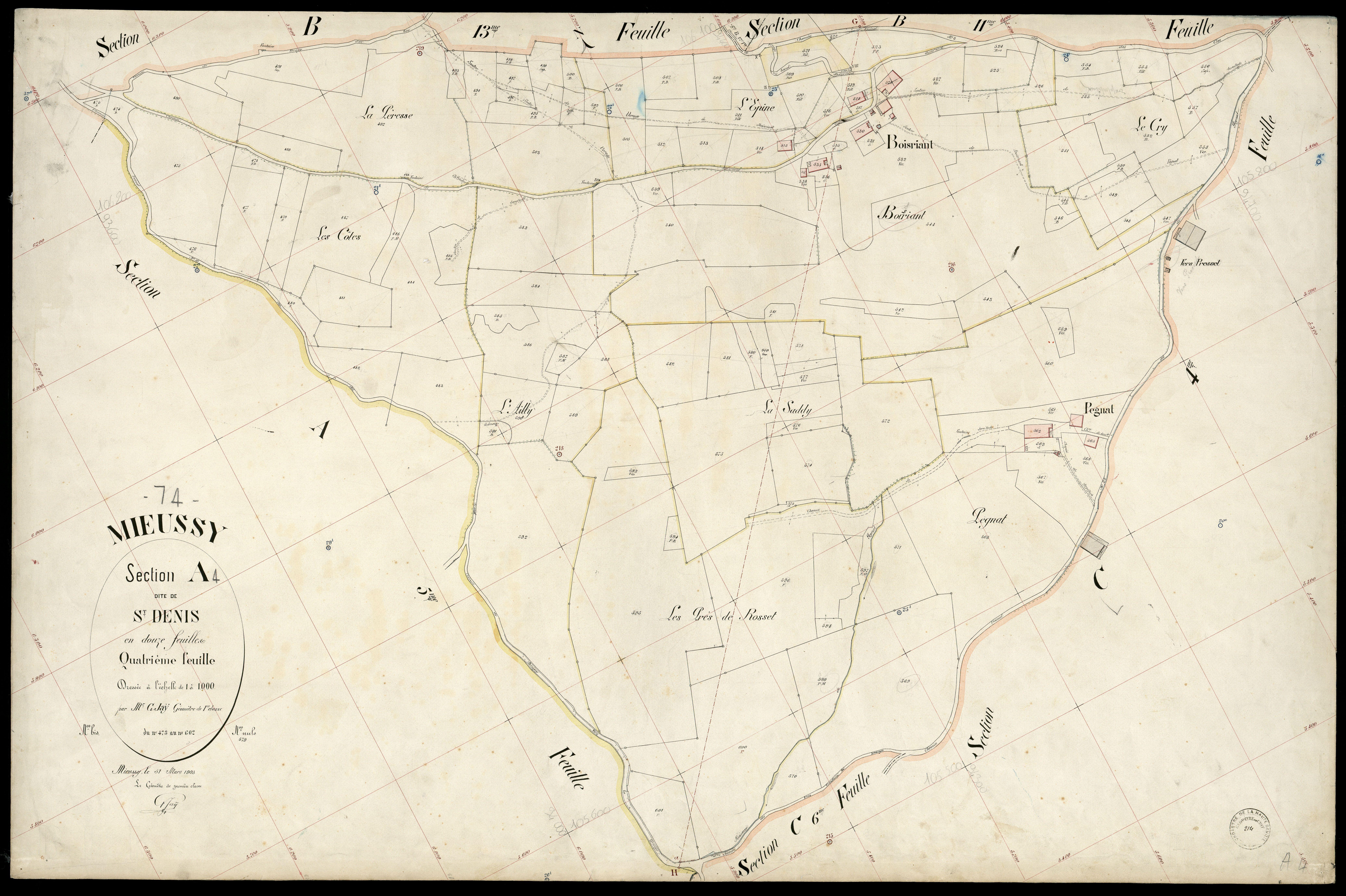 3 P 3 6060 - Feuille n° , parcelles n° 603 à 69 - 31 mars 1903