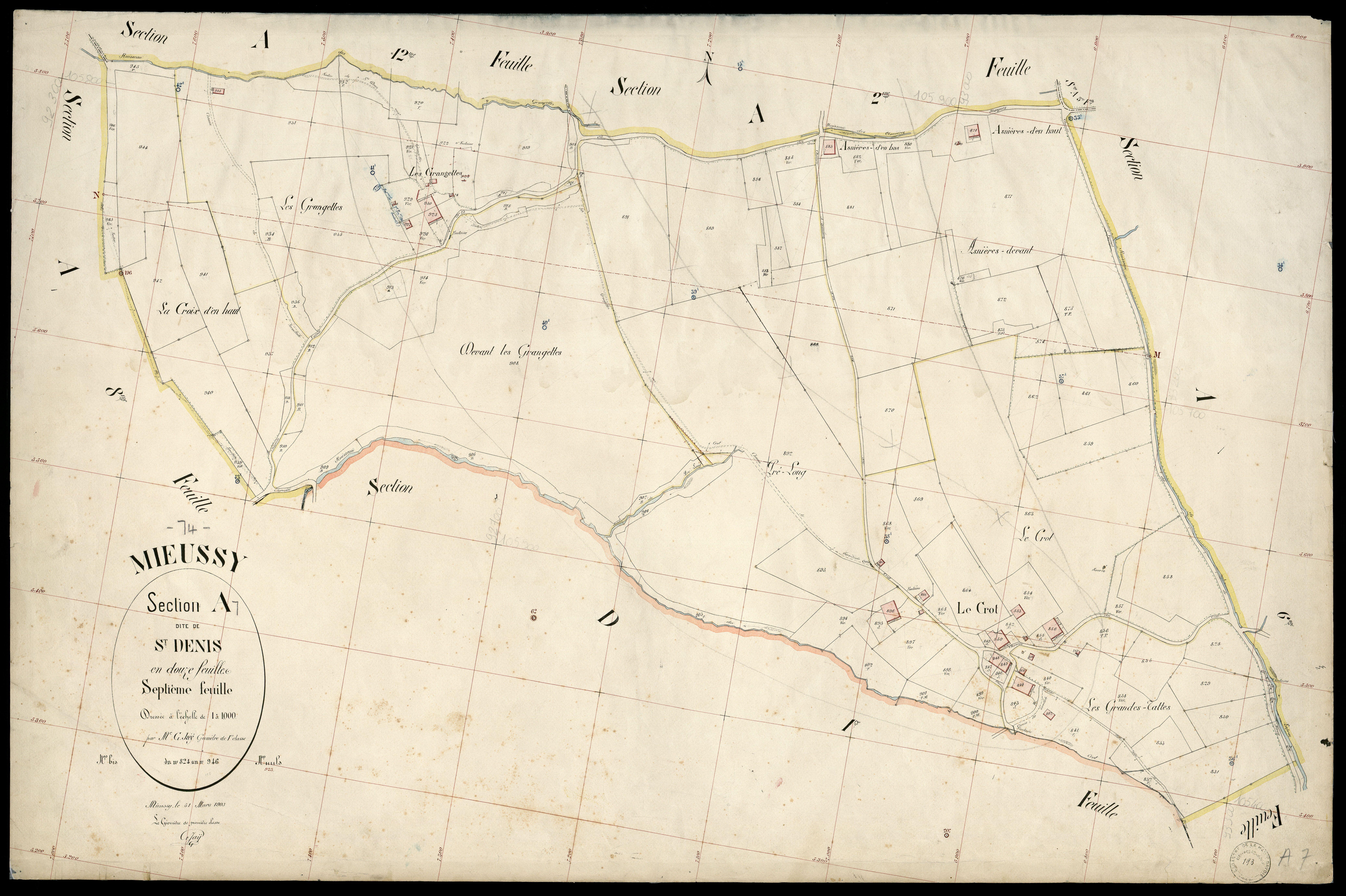 3 P 3 6063 - Feuille n° 8, parcelles n° 947 à 1104 - 31 mars 1903