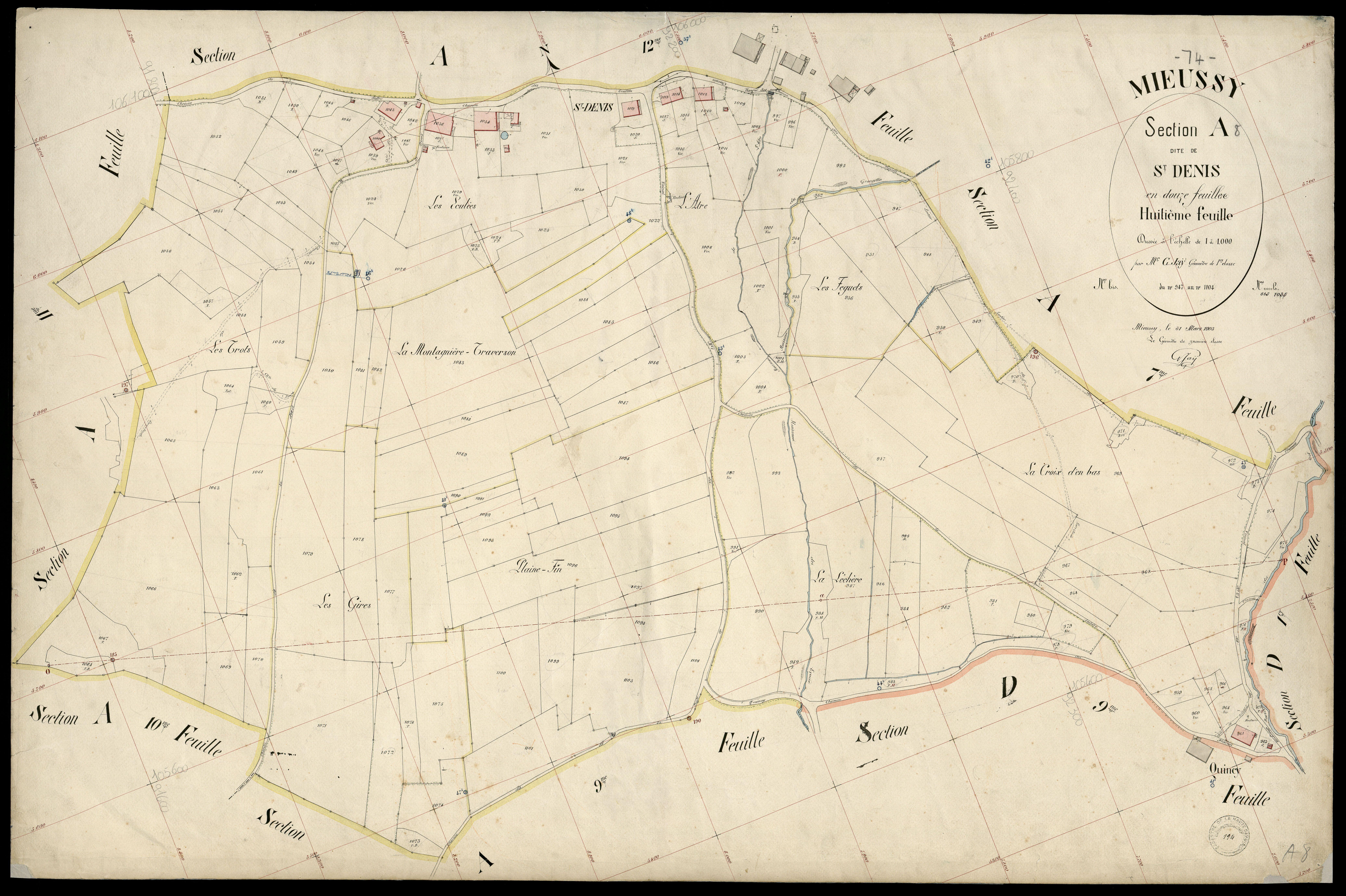 3 P 3 6064 - Feuille n° 9, parcelles n° 110 à 1232 - 31 mars 1903