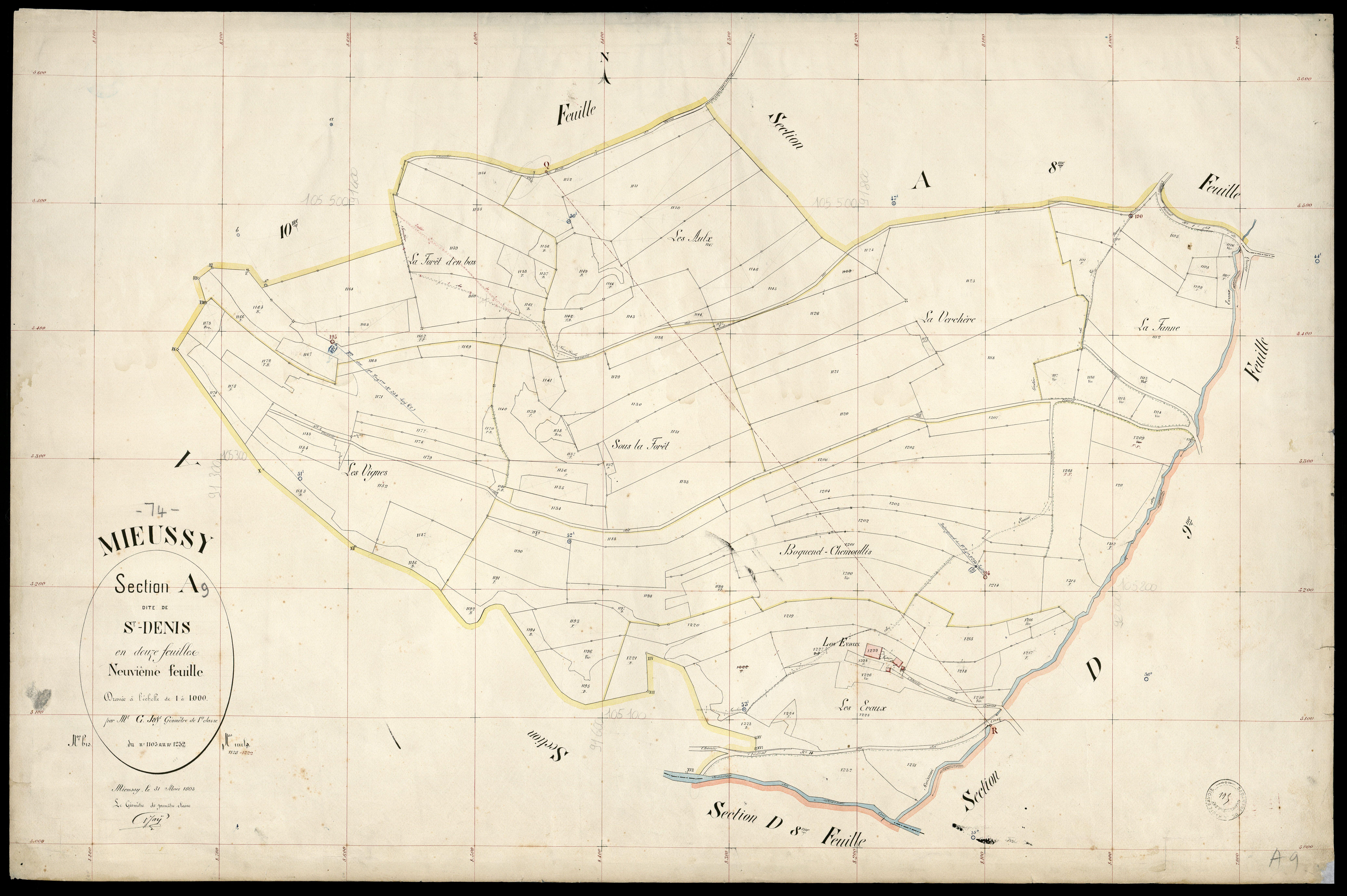 3 P 3 6065 - Feuille n° 10, parcelles n° 1233 à 128 - 31 mars 1903