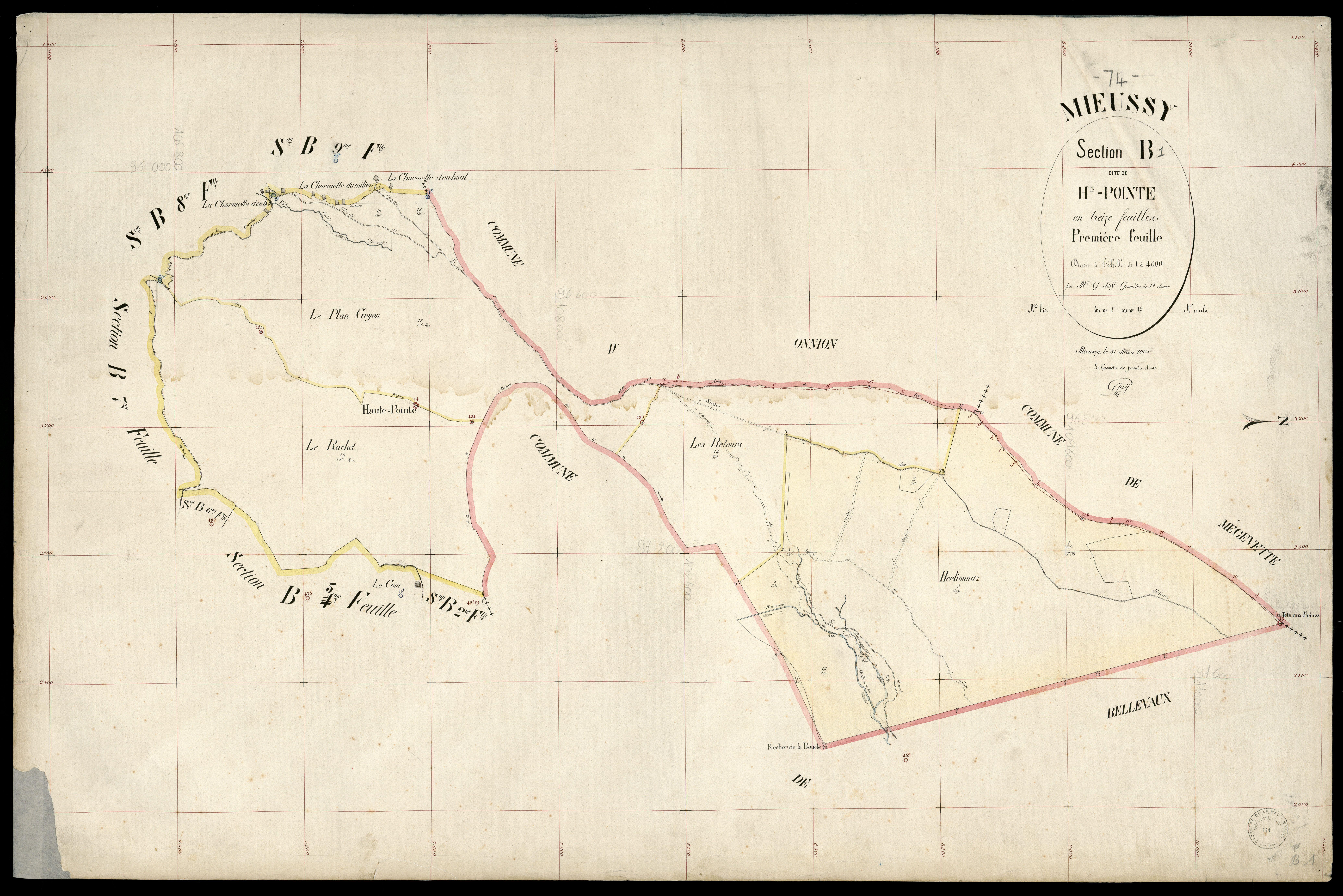 3 P 3 6069 - Feuille n° 2, parcelles n° 20 à 30 - 1er avril 1903