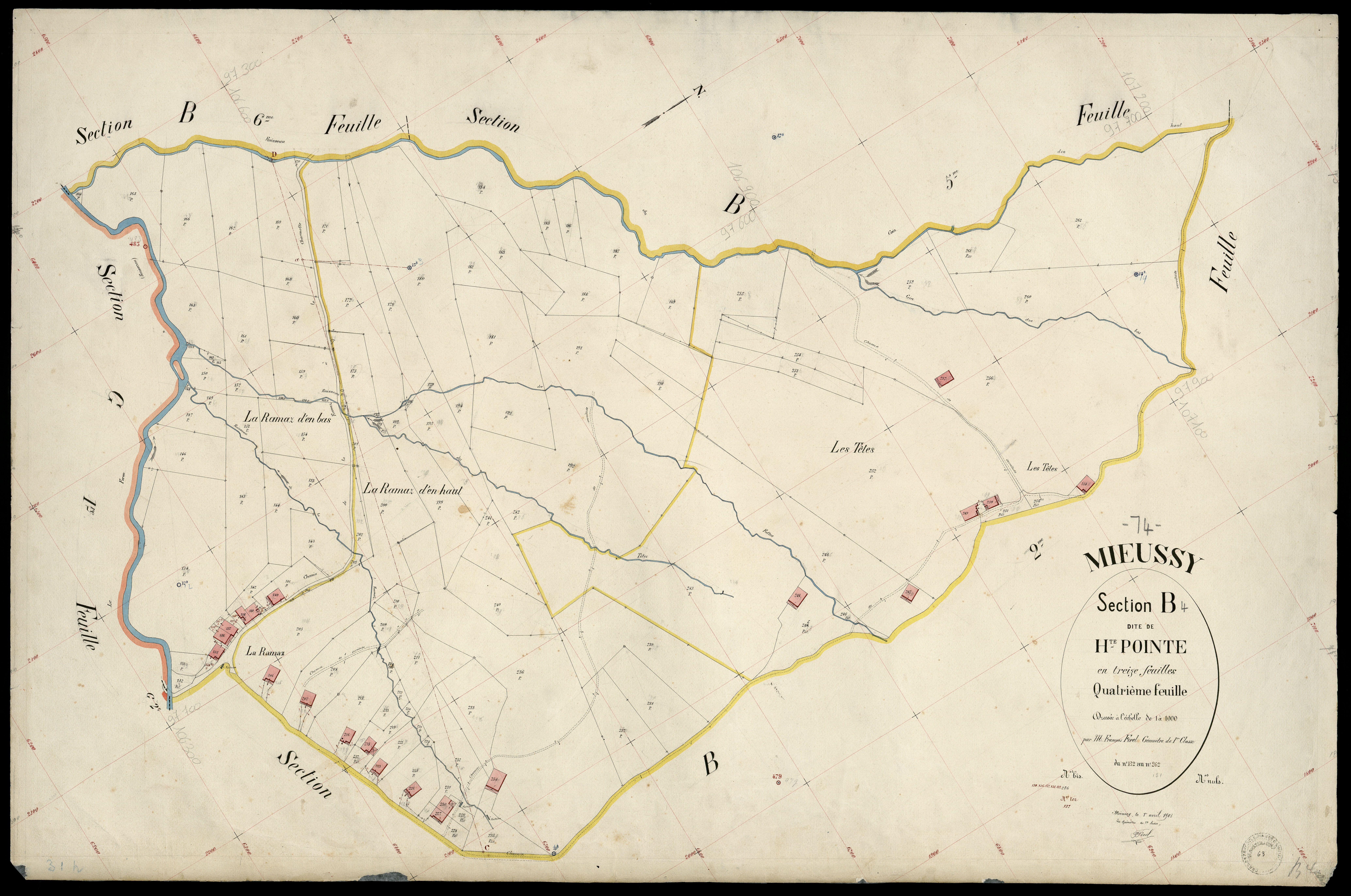 3 P 3 6072 - Feuille n° , parcelles n° 263 à 328 - 1er avril 1903
