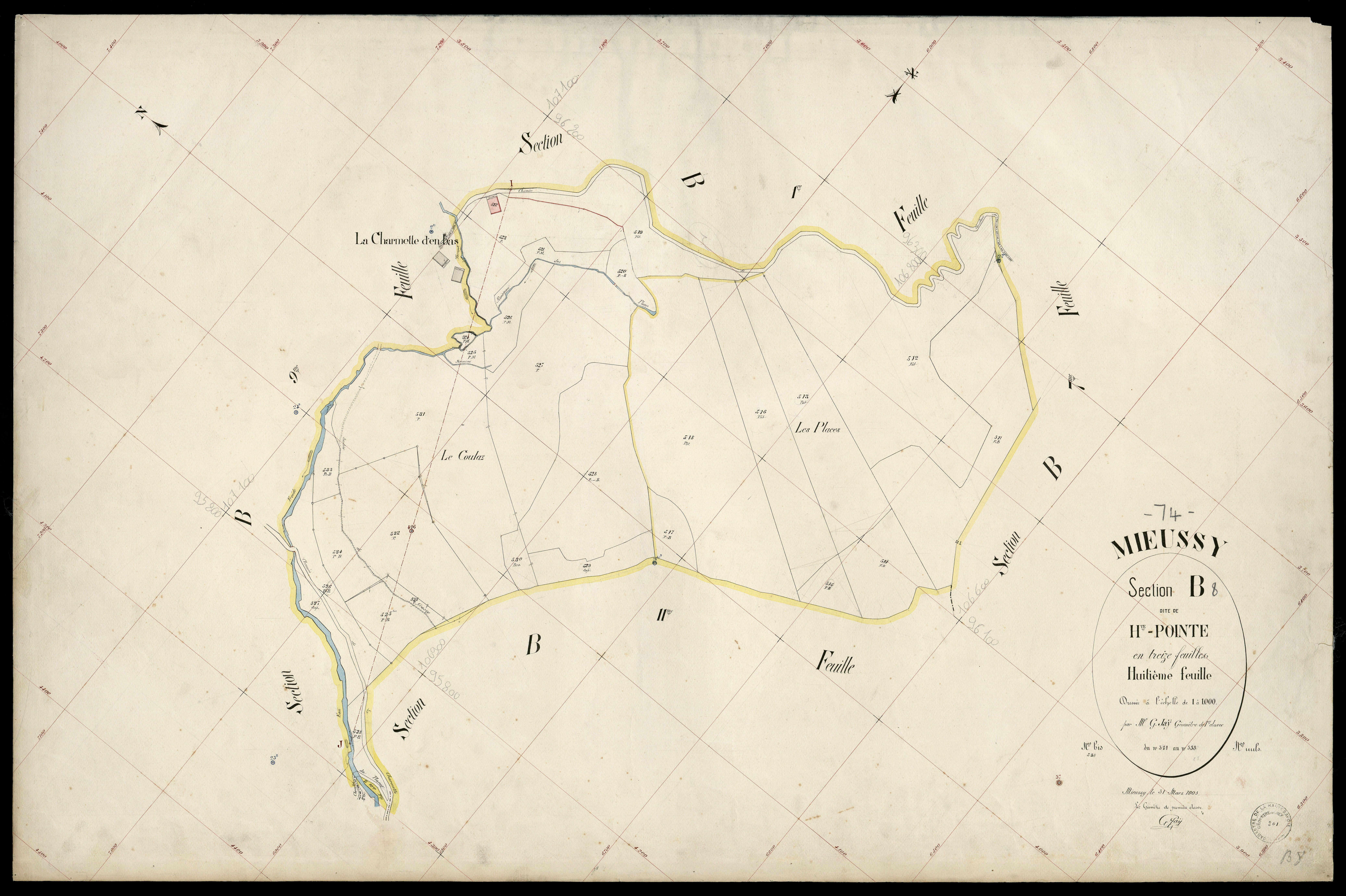 3 P 3 6076 - Feuille n° 9, parcelles n° 39 à 601 - 31 mars 1903