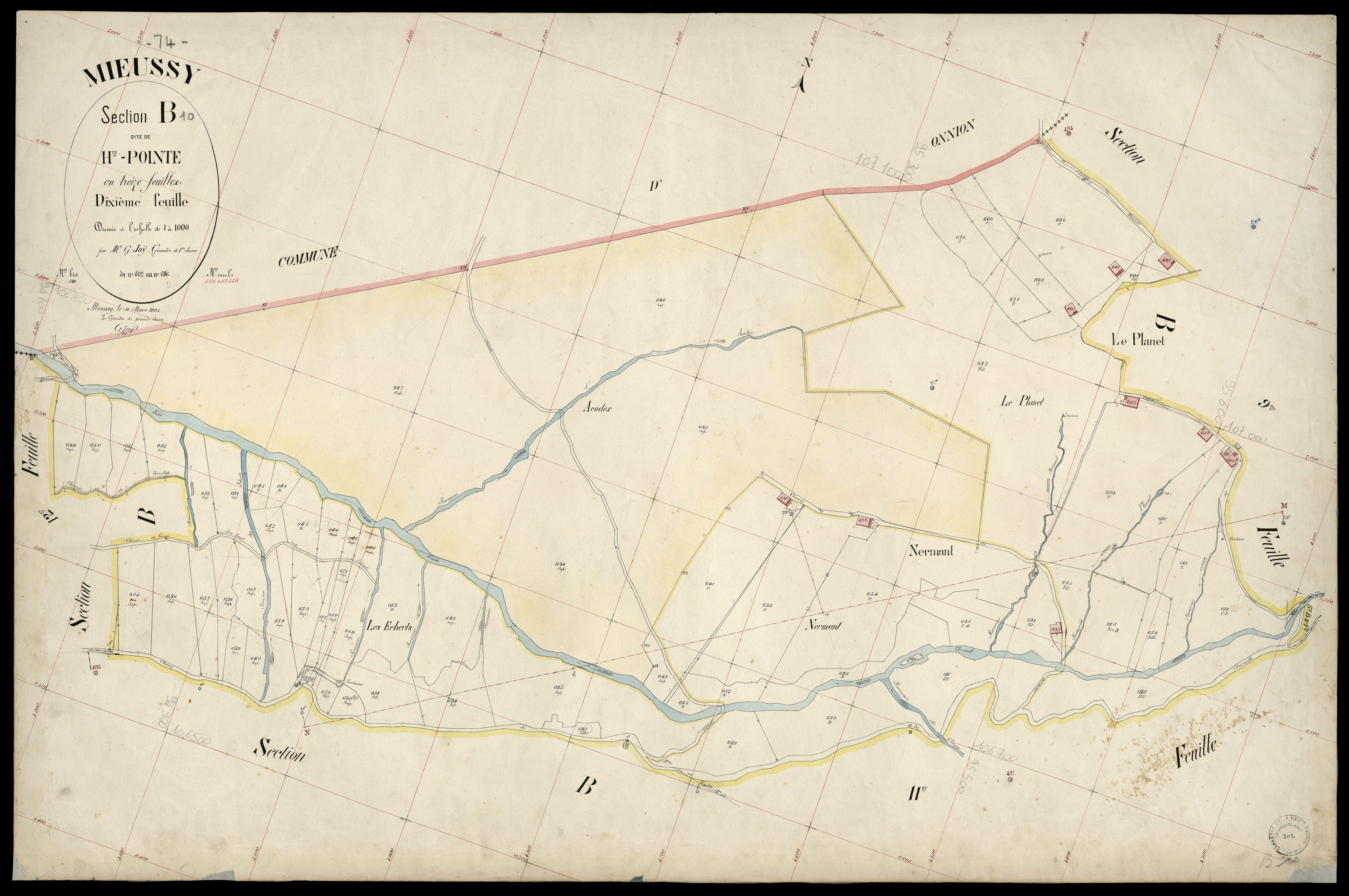 3 P 3 6078 - Feuille n° 11, parcelles n° 687 à 696 - 31 mars 1903