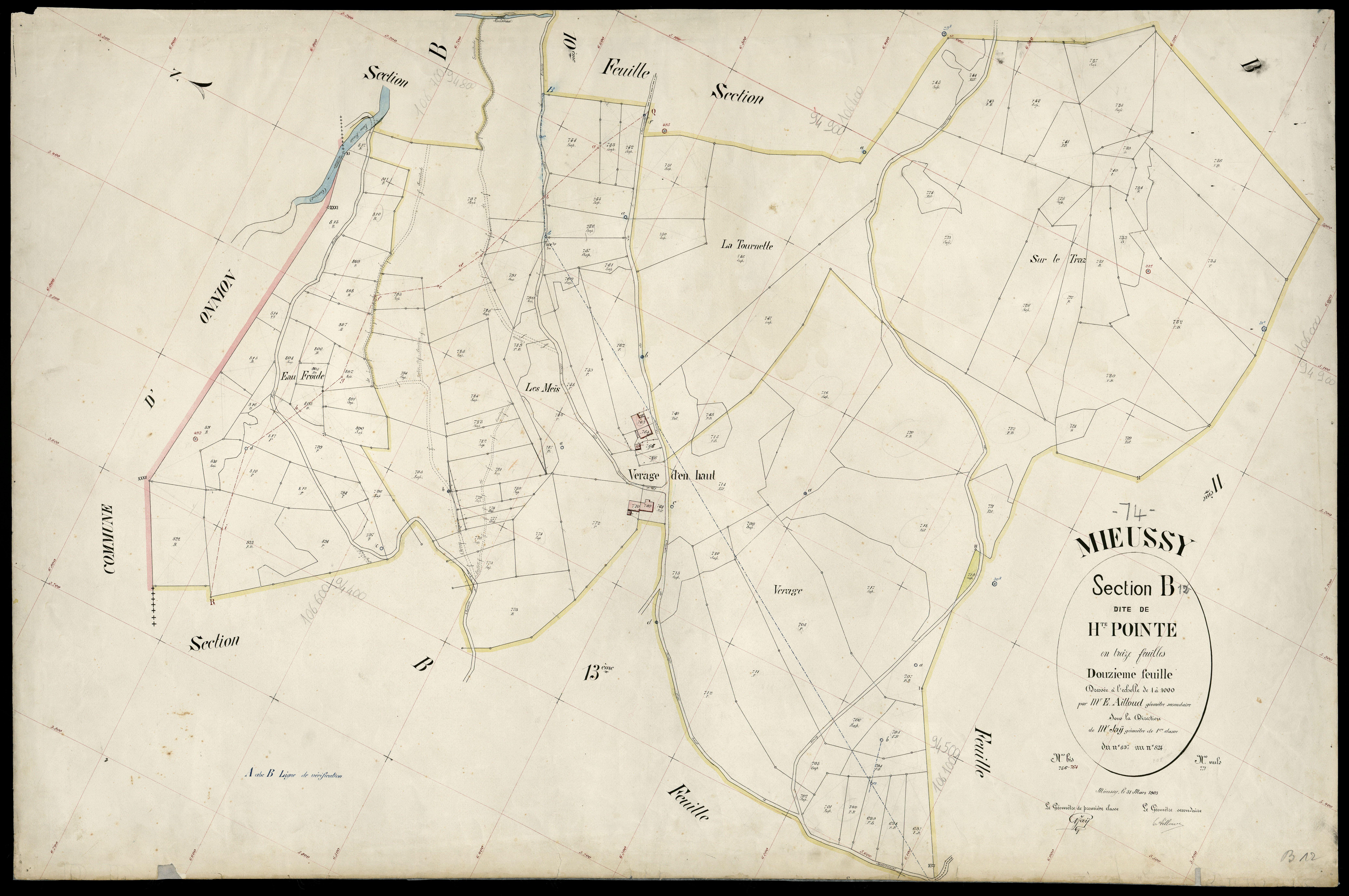 3 P 3 6080 - Feuille n° 13, parcelles n° 82 à 933 - 31 mars 1903
