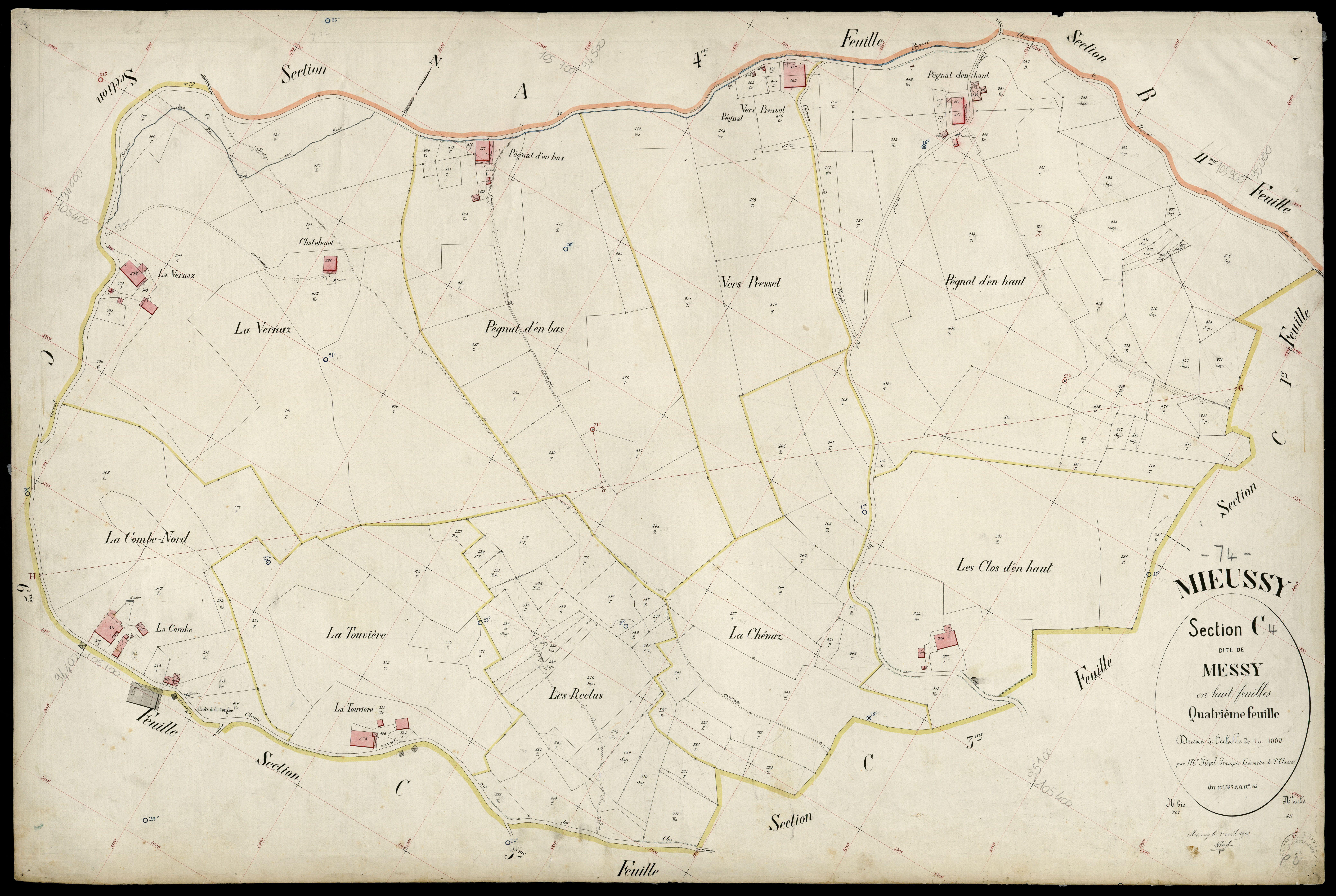 3 P 3 6085 - Feuille n° , parcelles n° 6 à 69 - 1er avril 1903