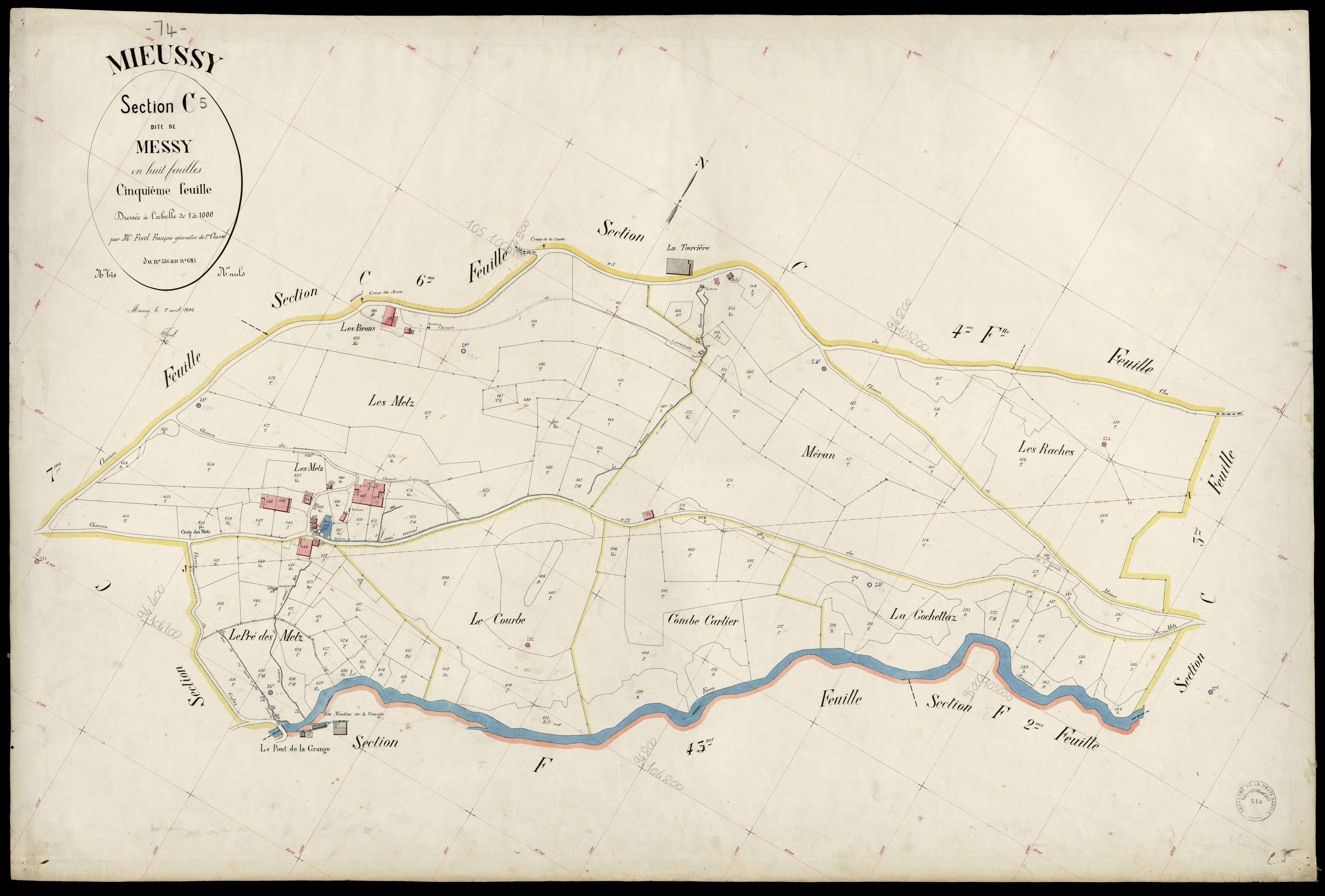 3 P 3 6086 - Feuille n° 6, parcelles n° 696 à 88 - 1er avril 1903